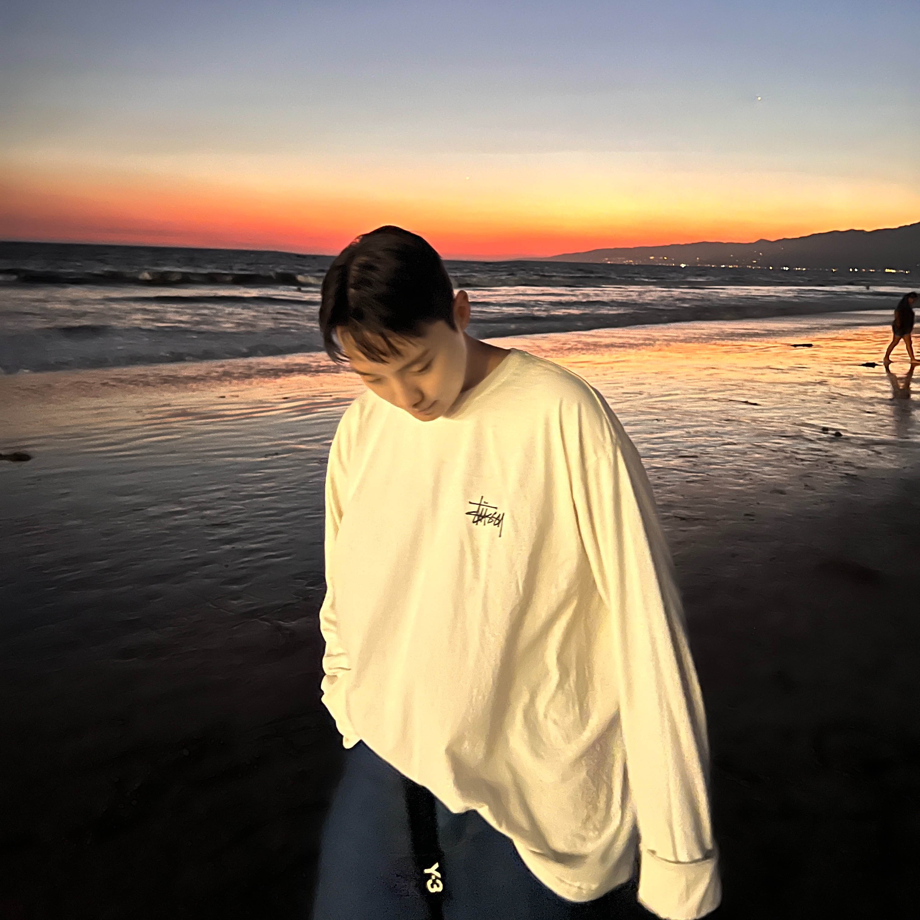 Stussy Basic Stussy Pigment Dyed LS T-Shirt Natural 2023 착용 스타일 - 1