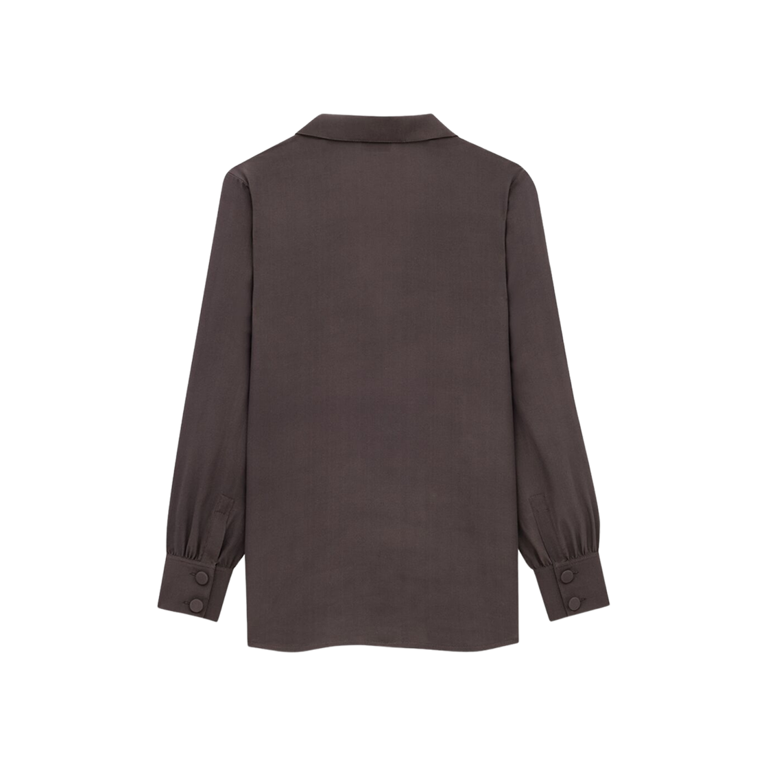 (W) Saint Laurent Pajama Shirt In Silk Crepe De Chine Marron 상세 이미지 2