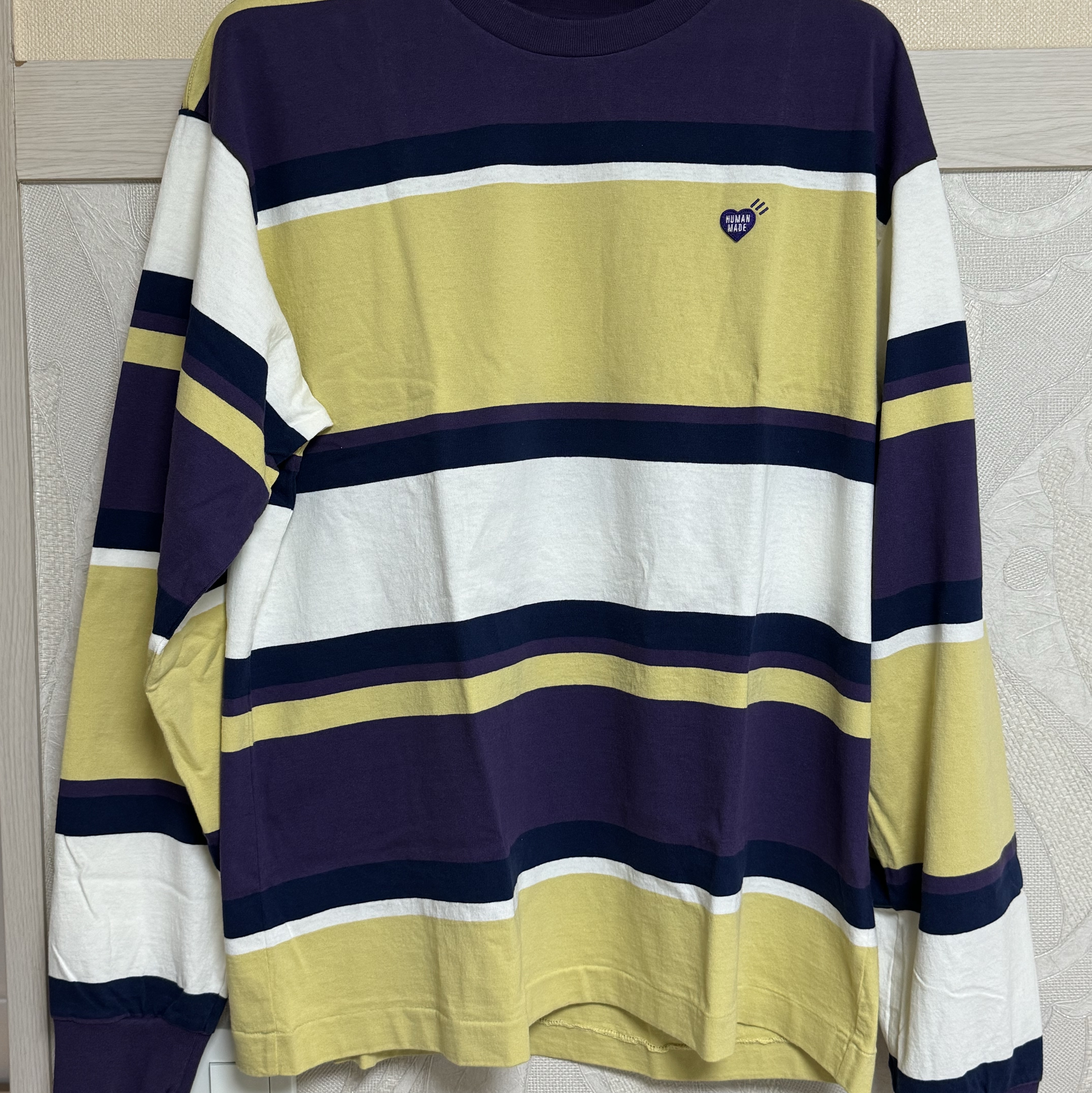 Human Made Border L/S T-Shirt Yellow 착용 스타일