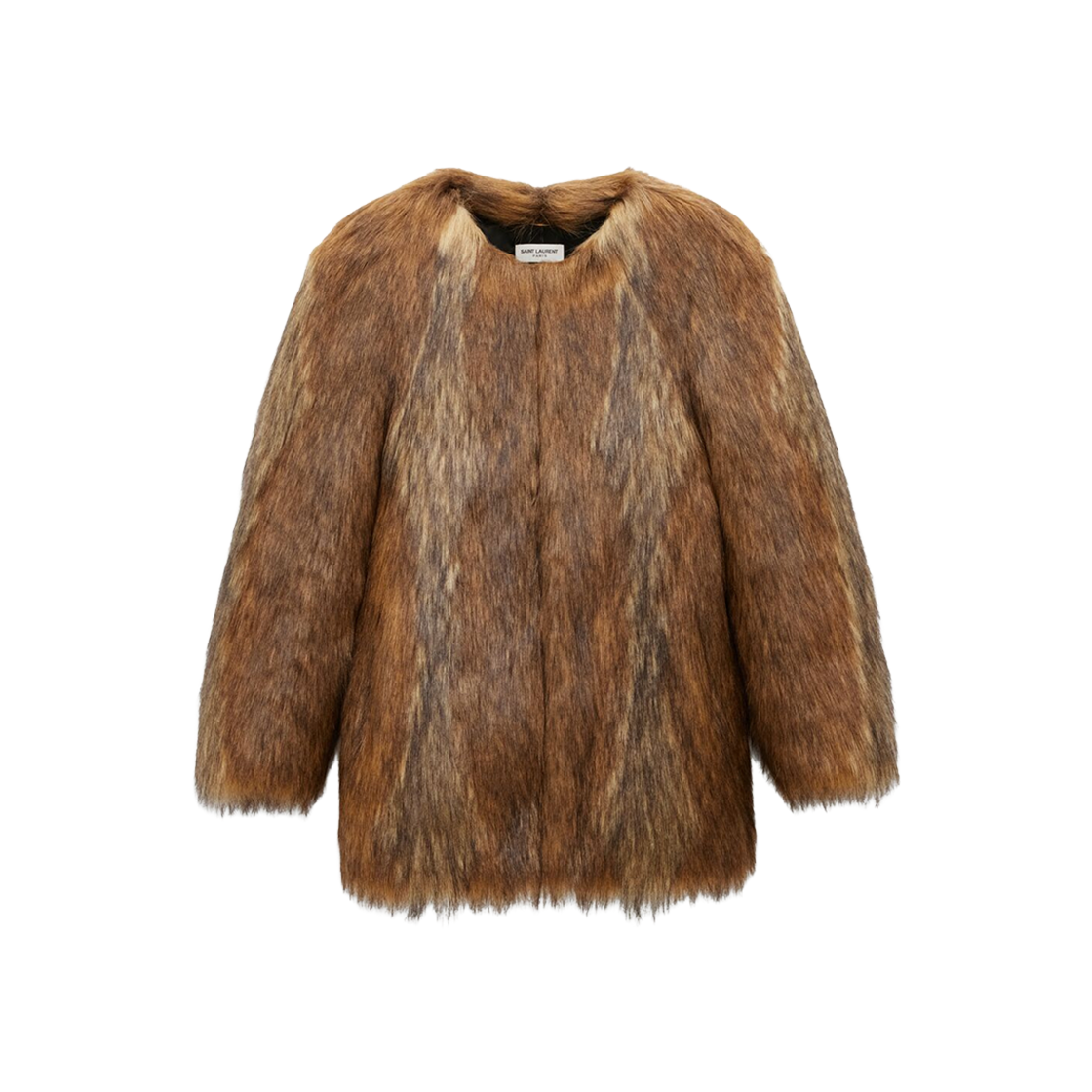 (W) Saint Laurent Short Coat In Animal-Free Fur Marron 상세 이미지 1