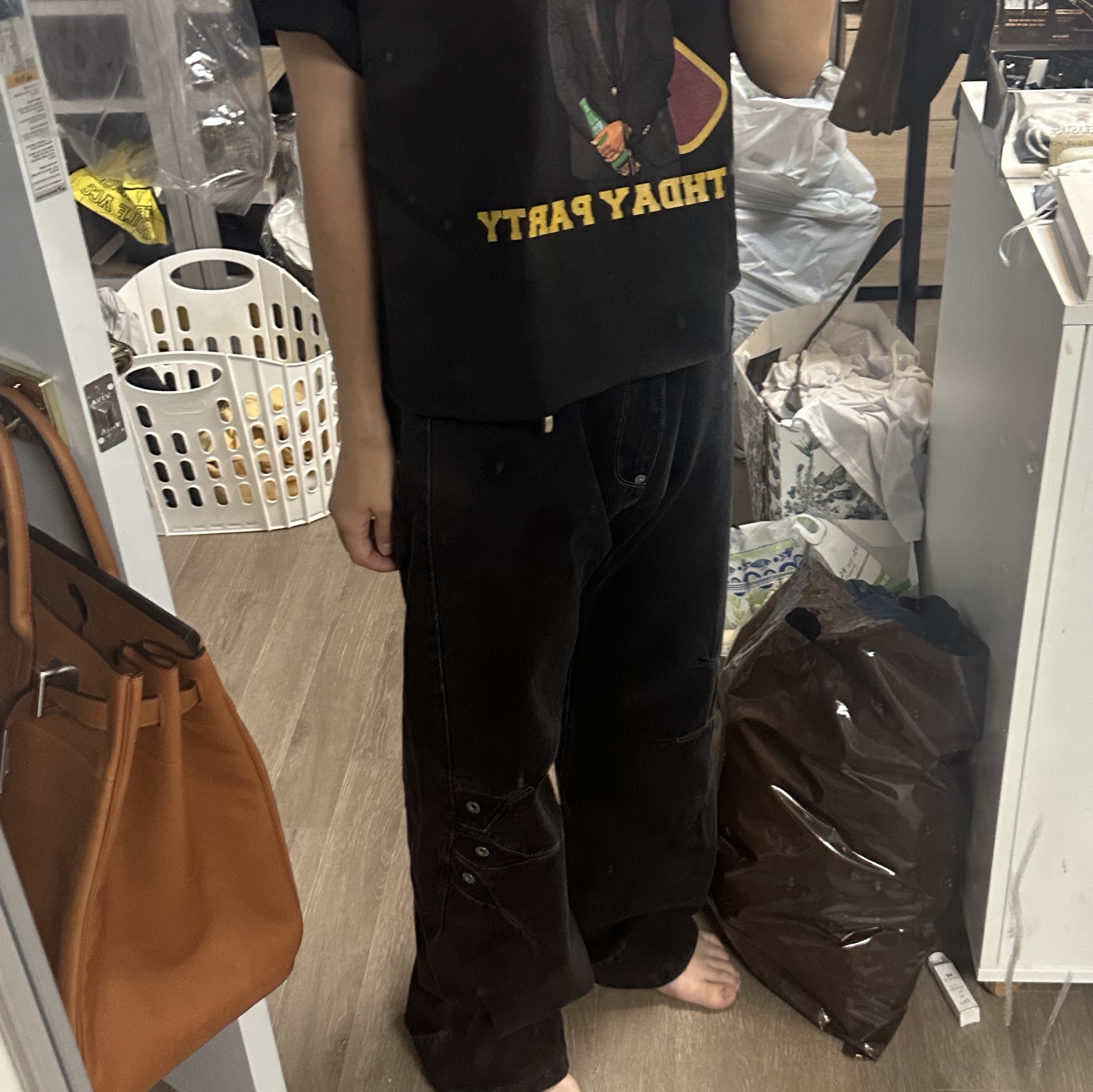 Levi’s x Kiko Kostadinov Denim Pants Black, Asics x Kiko Kostadinov Gel-Quantum Zientzia Dark Grey 착용 스타일 - 5
