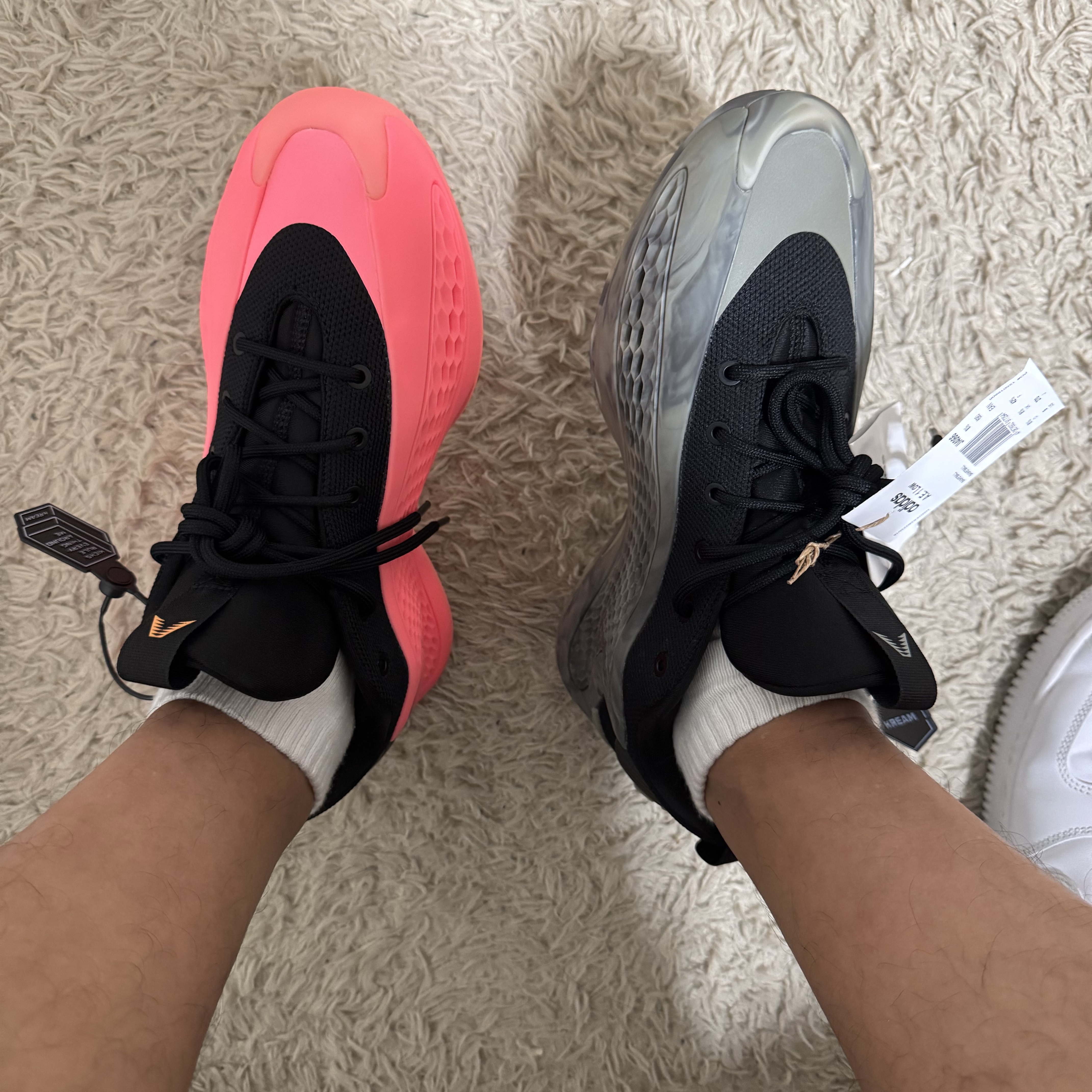 Adidas A.E. 1 Low Acid Red Core Black, Adidas A.E. 1 Low Silver Pebble Core Black 착용 스타일