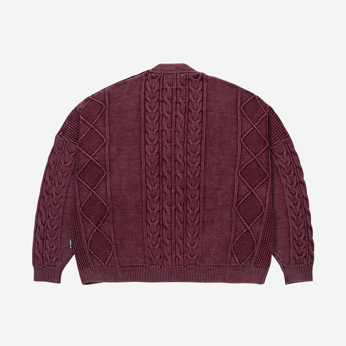 아조바이아조 케이블 워시드 가디건 버건디(Ajobyajo Cable Washed Cardigan Burgundy) - 2