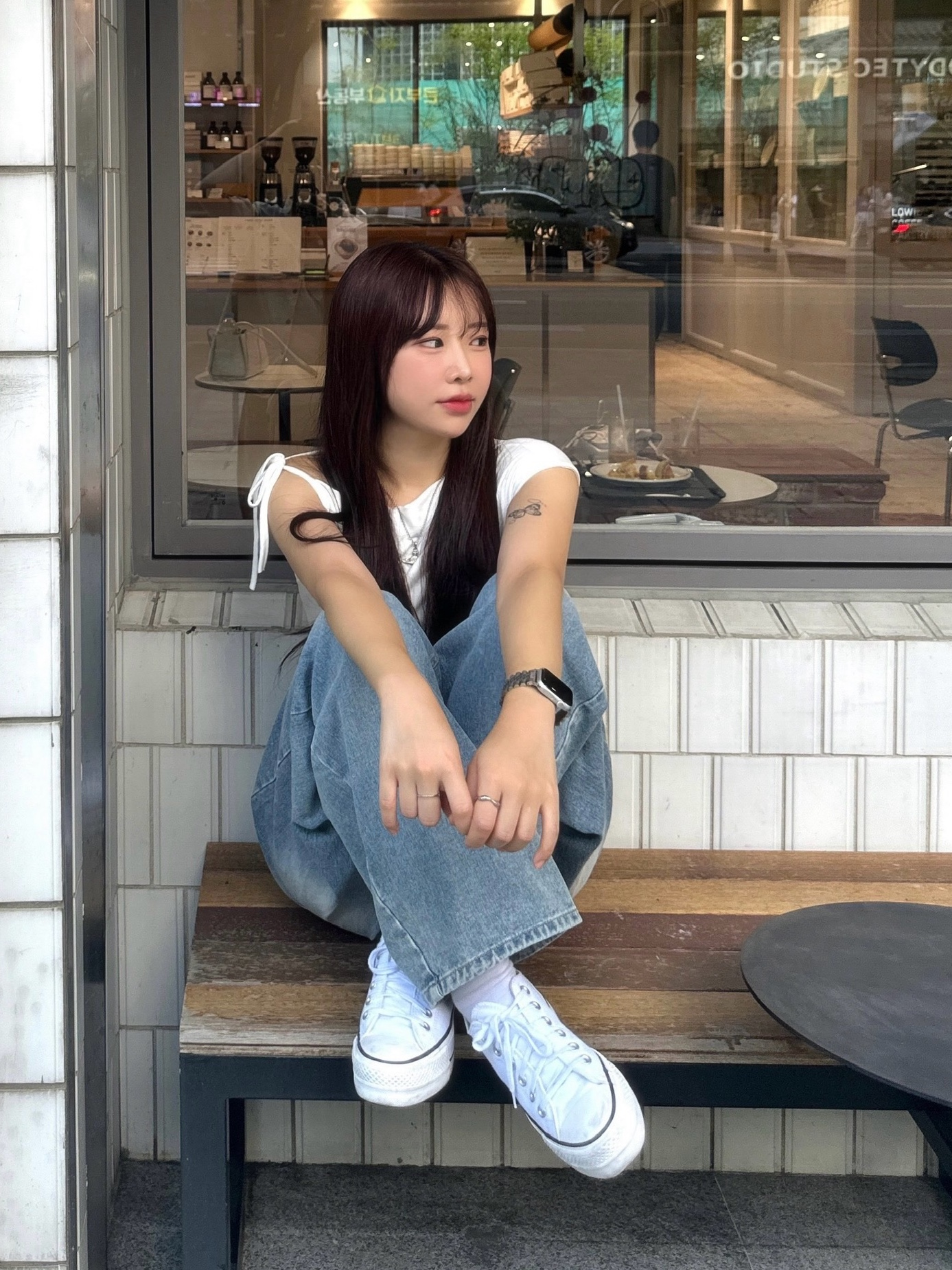 (W) Converse Chuck Taylor All Star Lift Ox White Black 착용 스타일