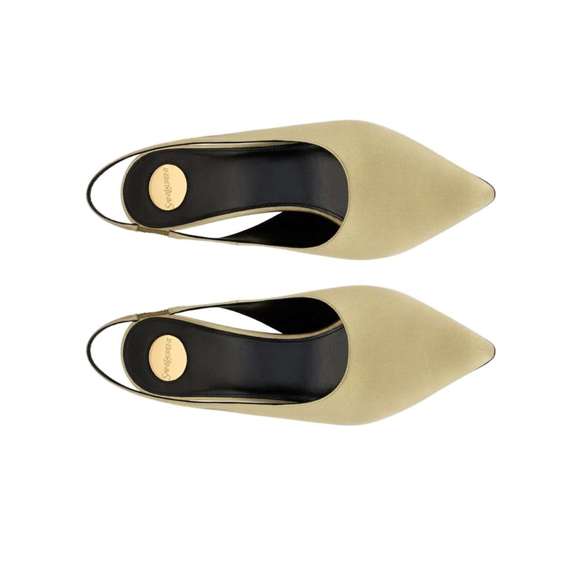 (W) Saint Laurent L'entracte Slingback Pumps In Satin Crepe Grain Beige 상세 이미지 2