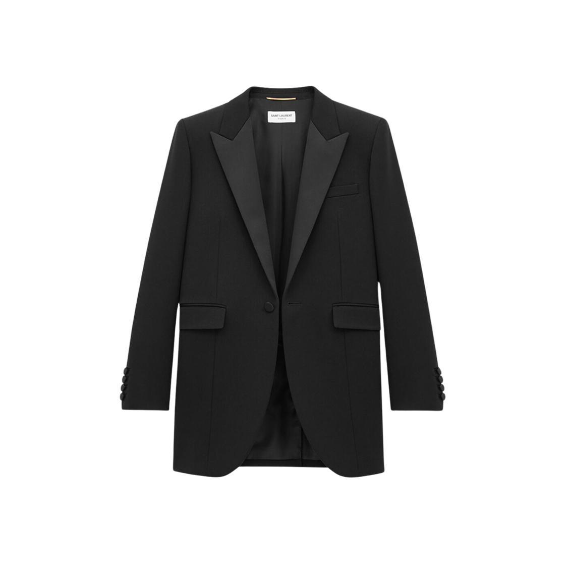 (W) Saint Laurent Tuxedo Jacket In Grain De Poudre Black 상세 이미지 2