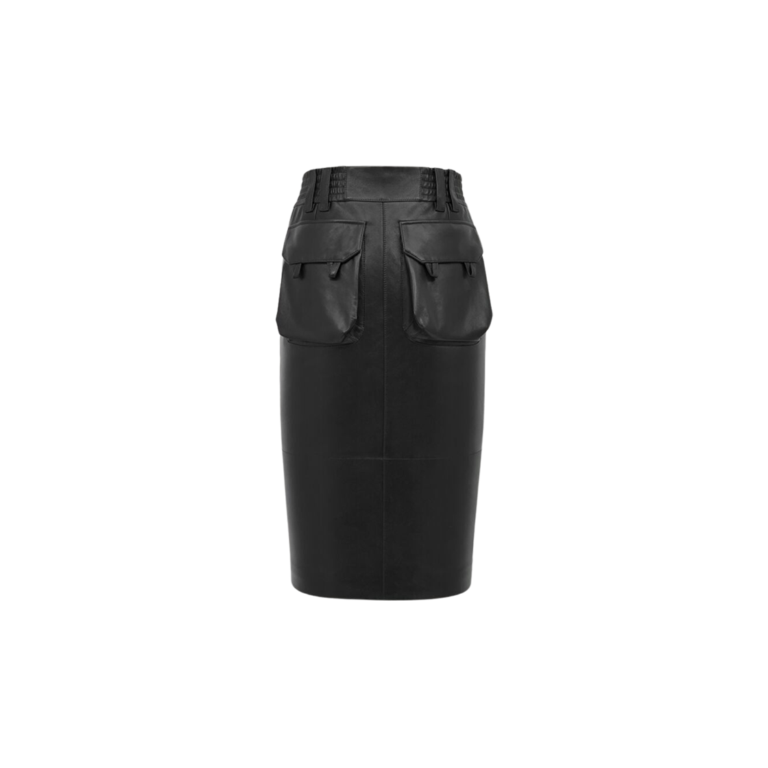 (W) Saint Laurent Pencil Skirt In Shiny Lambskin Black 상세 이미지 2