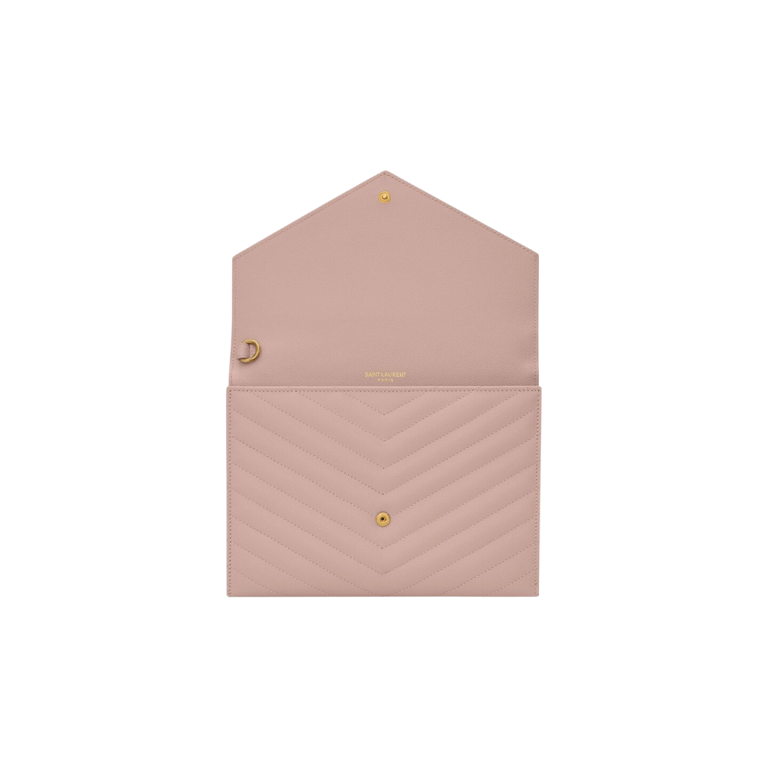 Saint Laurent Cassandre Matelasse Flap Pouch In Grain De Poudre Leather Pale Pink 상세 이미지 4