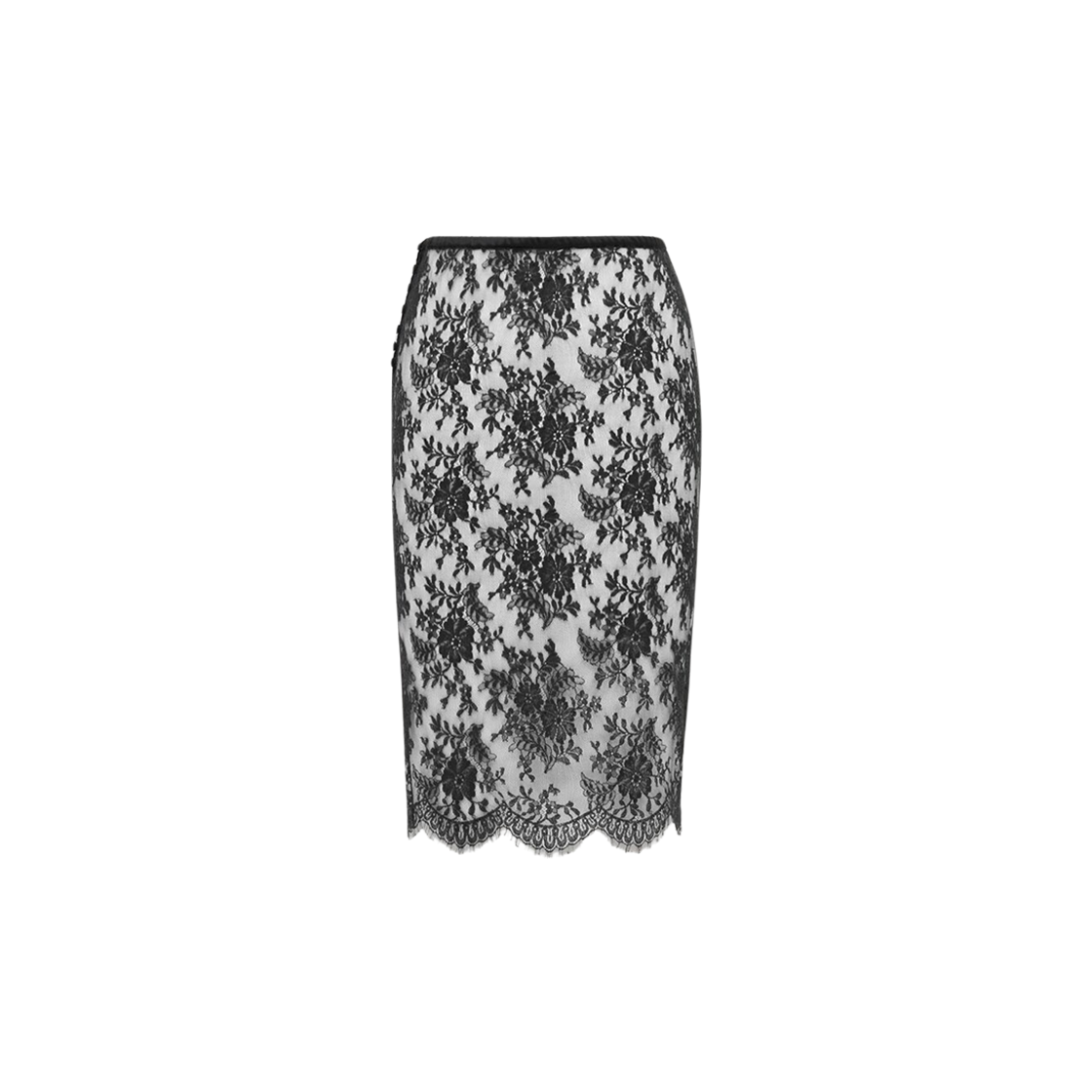 (W) Saint Laurent Wrap Pencil Skirt In Lace Black 상세 이미지 2