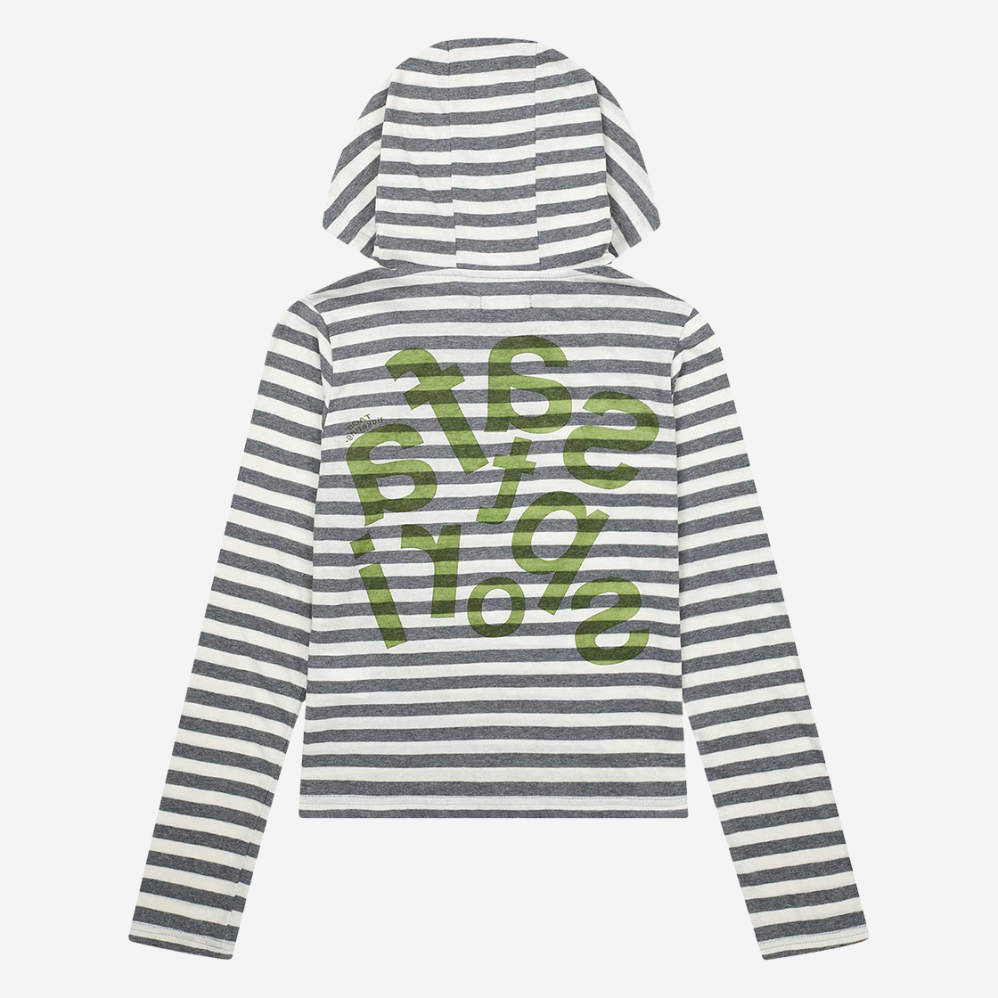 [SAFARISPOT] TICKETING STRIPE BORDER HOODIE 4COLORS 韓国人気 사파리스팟 1/2 티켓팅 스트라이프 보더 후디 그레이