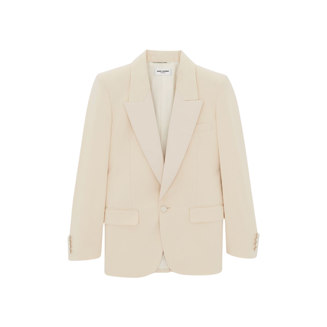 Saint Laurent Tuxedo Jacket In Silk Twill Crema 상세 이미지 1