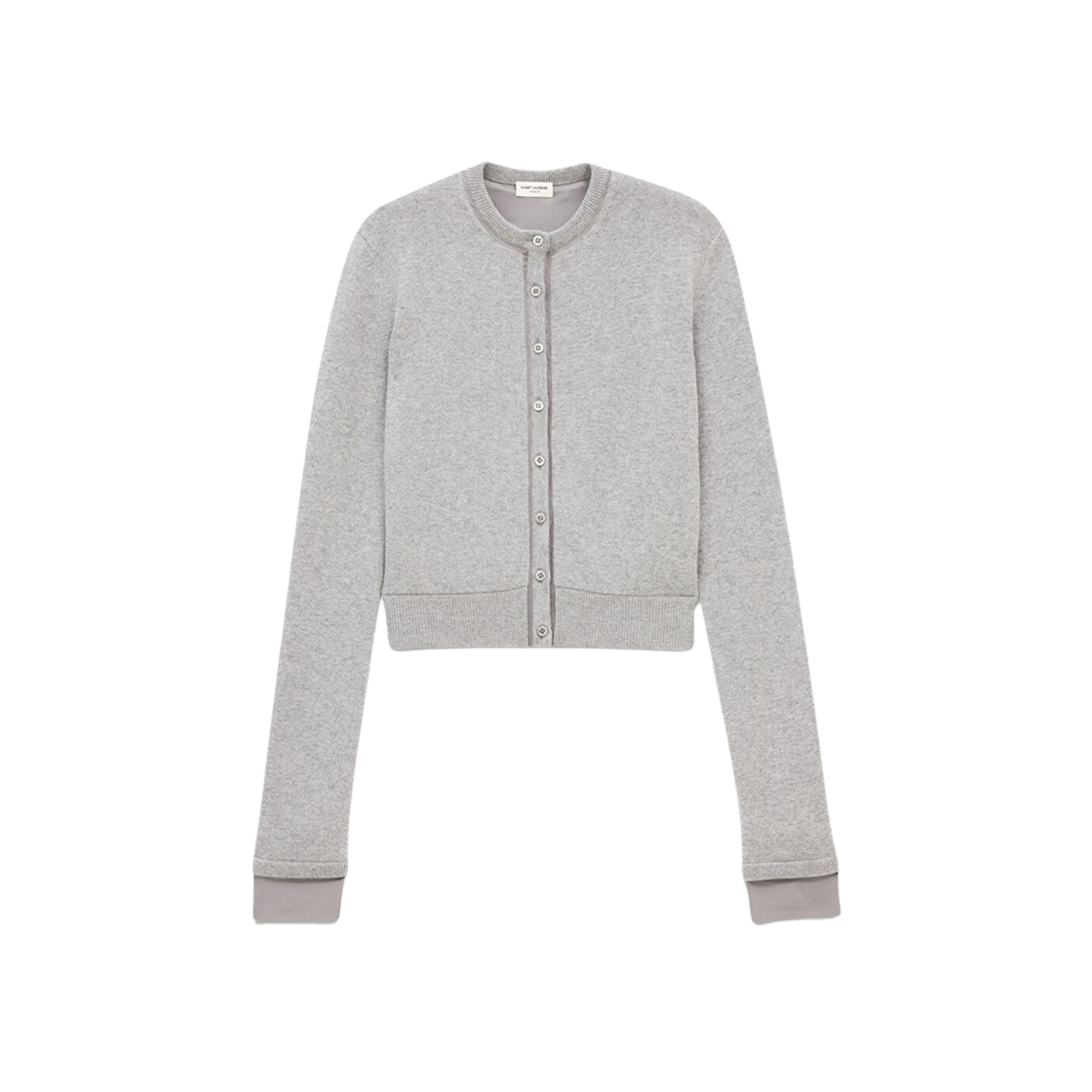 (W) Saint Laurent Cardigan In Wool And Silk Gris Chine 상세 이미지 1