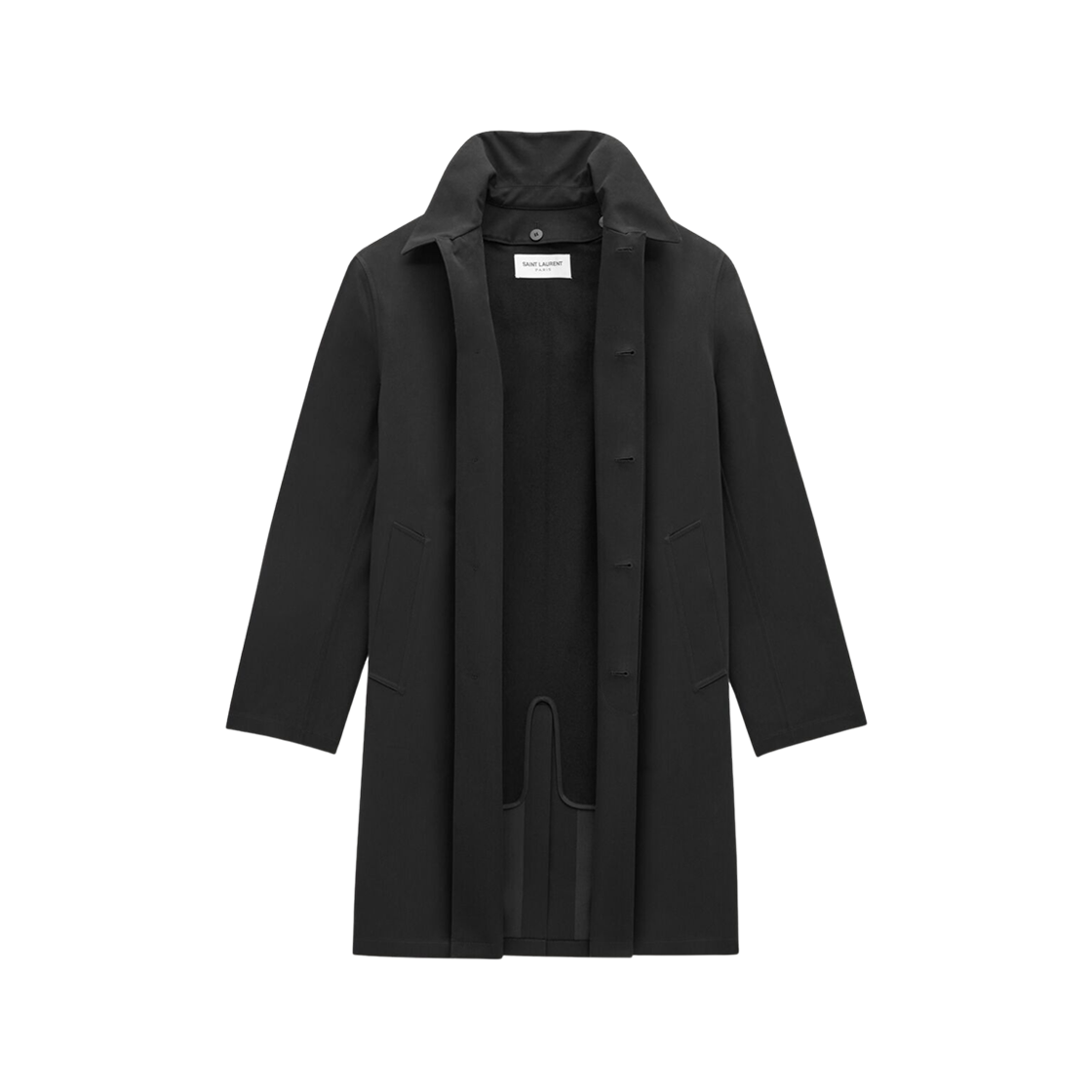 Saint Laurent Mackintosh Coat In Water-Repellant Canvas Black 상세 이미지 4