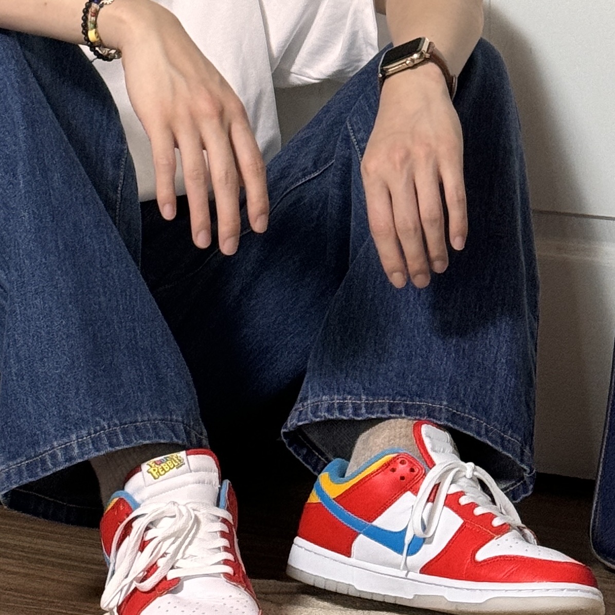 Nike x LeBron James x Fruity Pebbles Dunk Low QS Habanero Red 착용 스타일 - 2