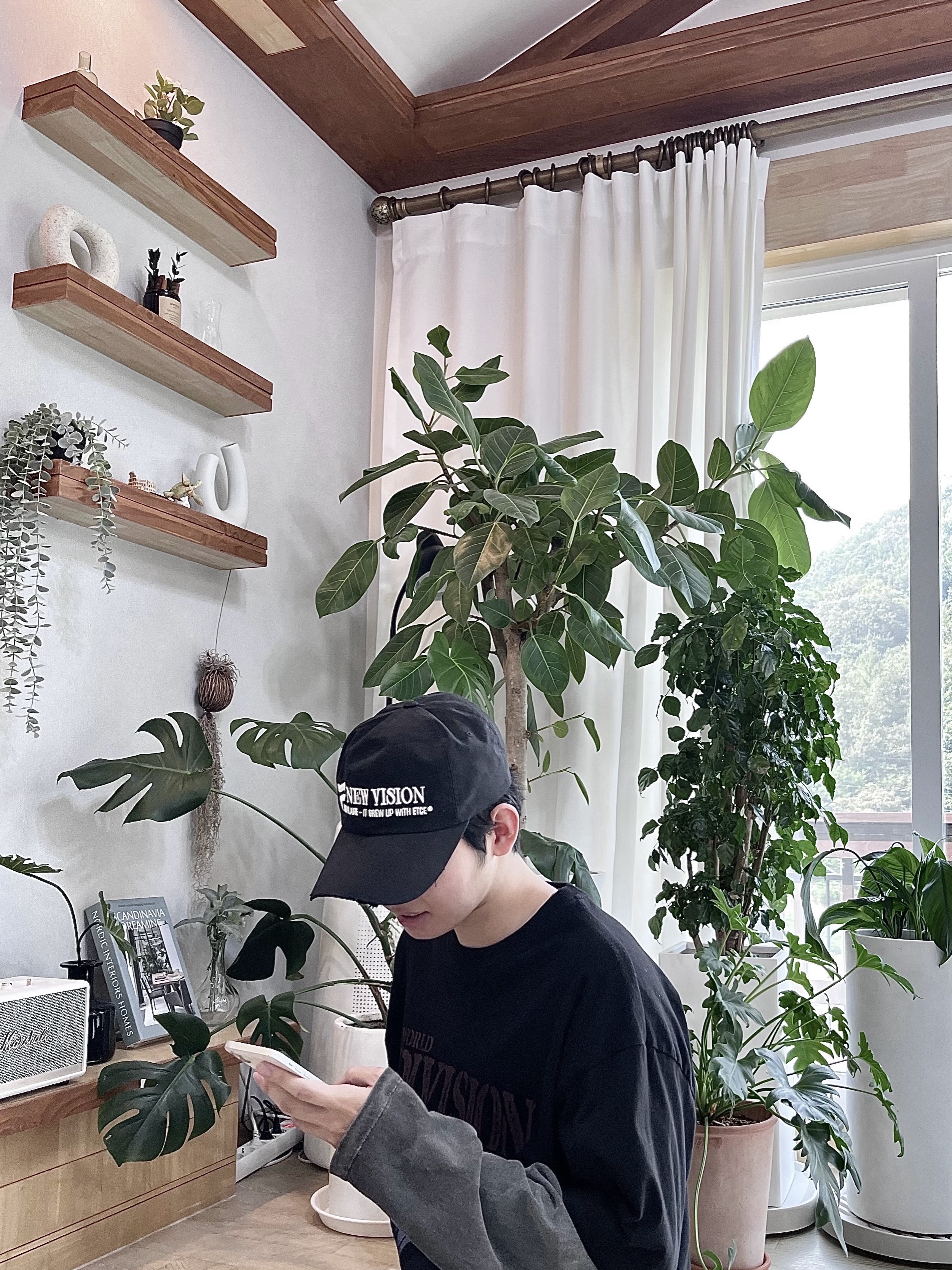 ETCE New Vision Destroyed Washed Cap Black 착용 스타일 - 2
