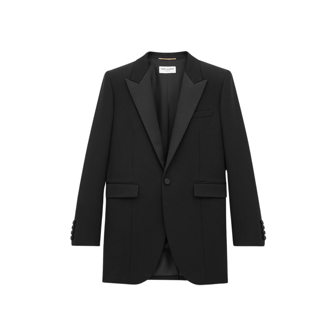 (W) Saint Laurent Tuxedo Jacket In Grain De Poudre Black 상세 이미지 1