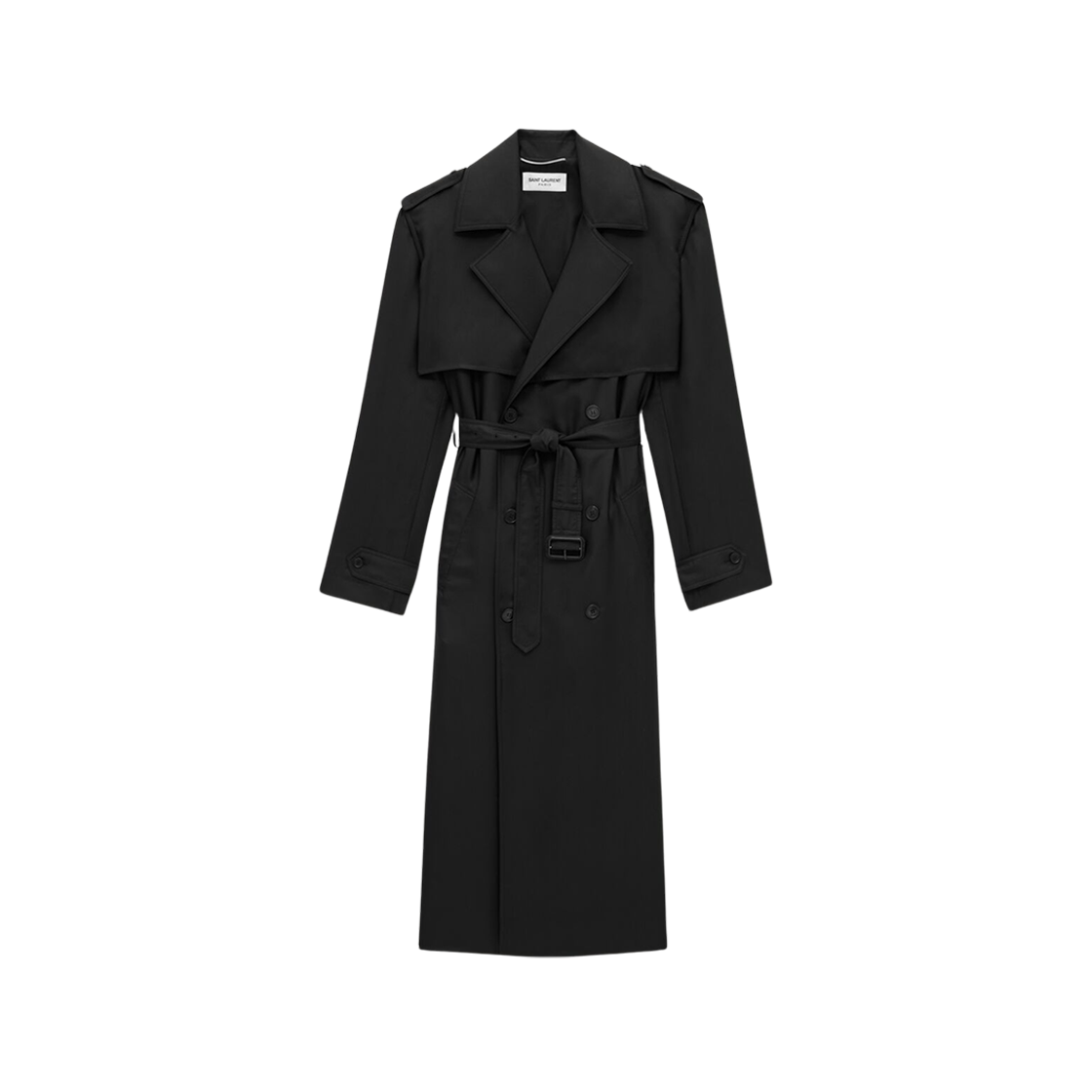 Saint Laurent Trench Coat In Silk Black 상세 이미지 1