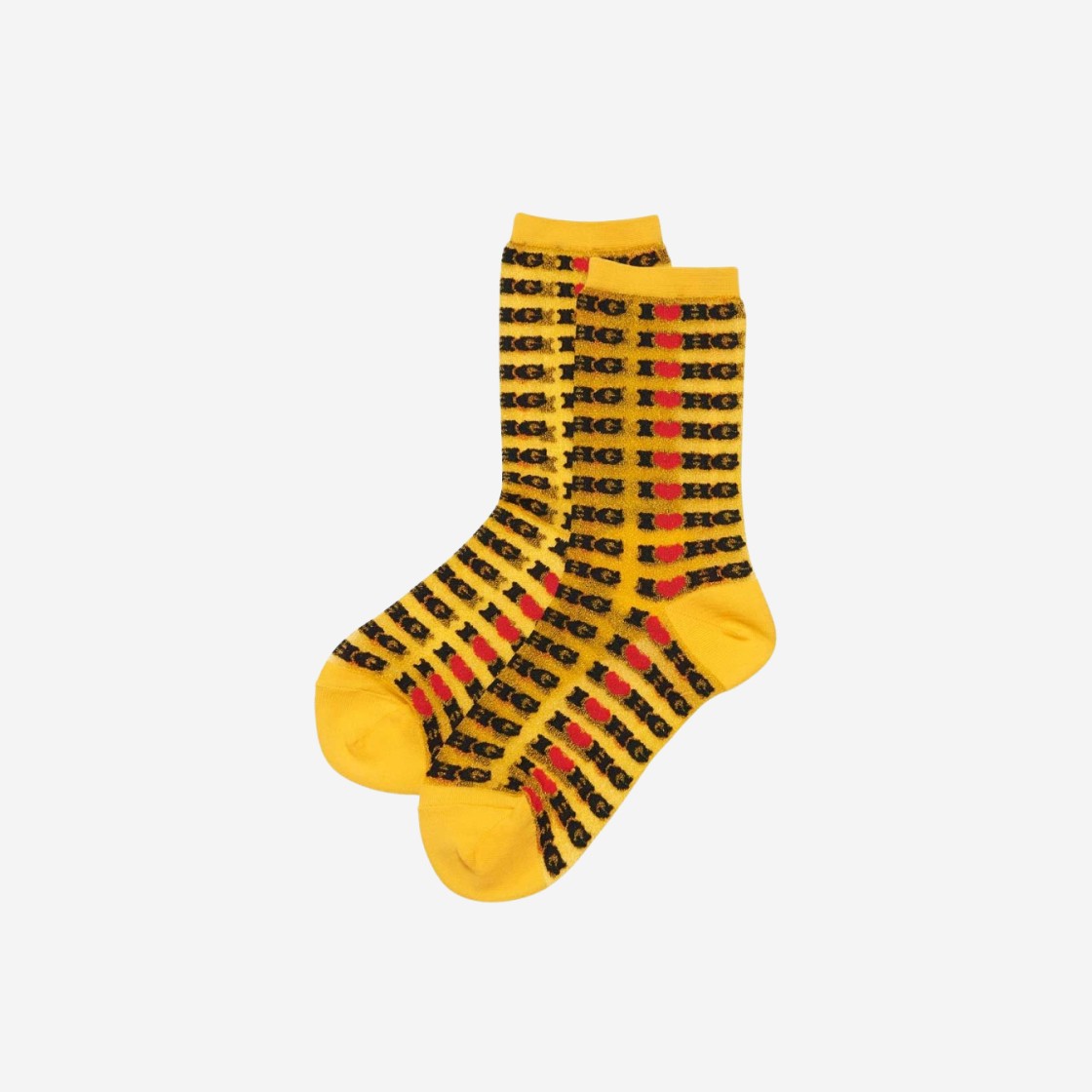 (W) Hysteric Glamour I Love HG Sheer Socks Yellow 상세 이미지 1