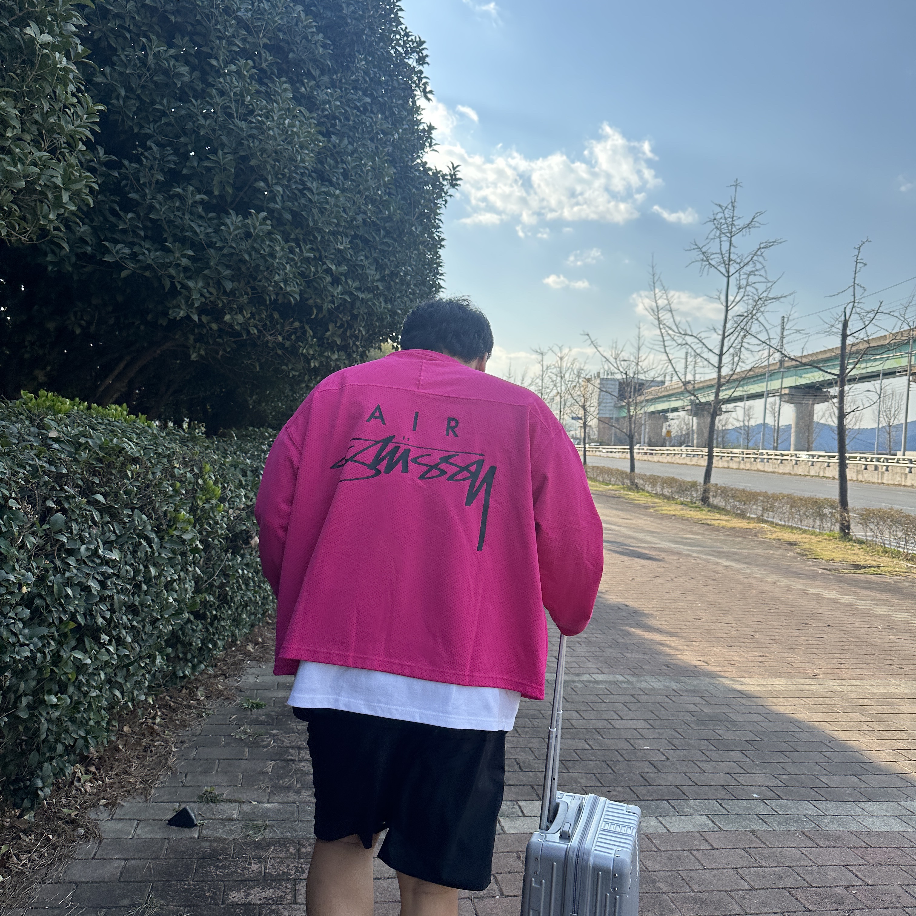 Nike x Stussy Long Sleeve Top Fireberry (FJ9164-615) 착용 스타일 - 1