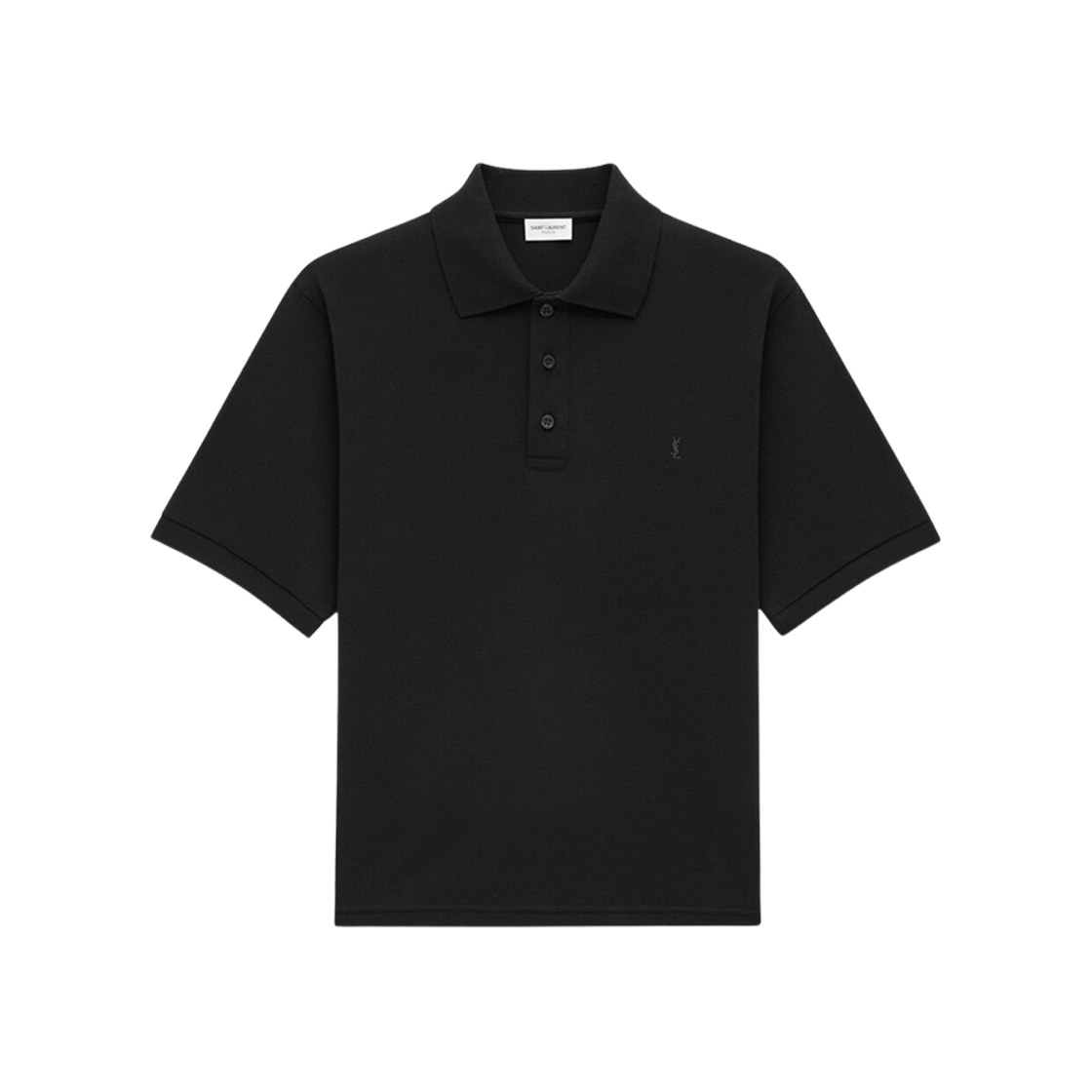 Saint Laurent Cassandre Polo Shirt In Pique Black 상세 이미지 1