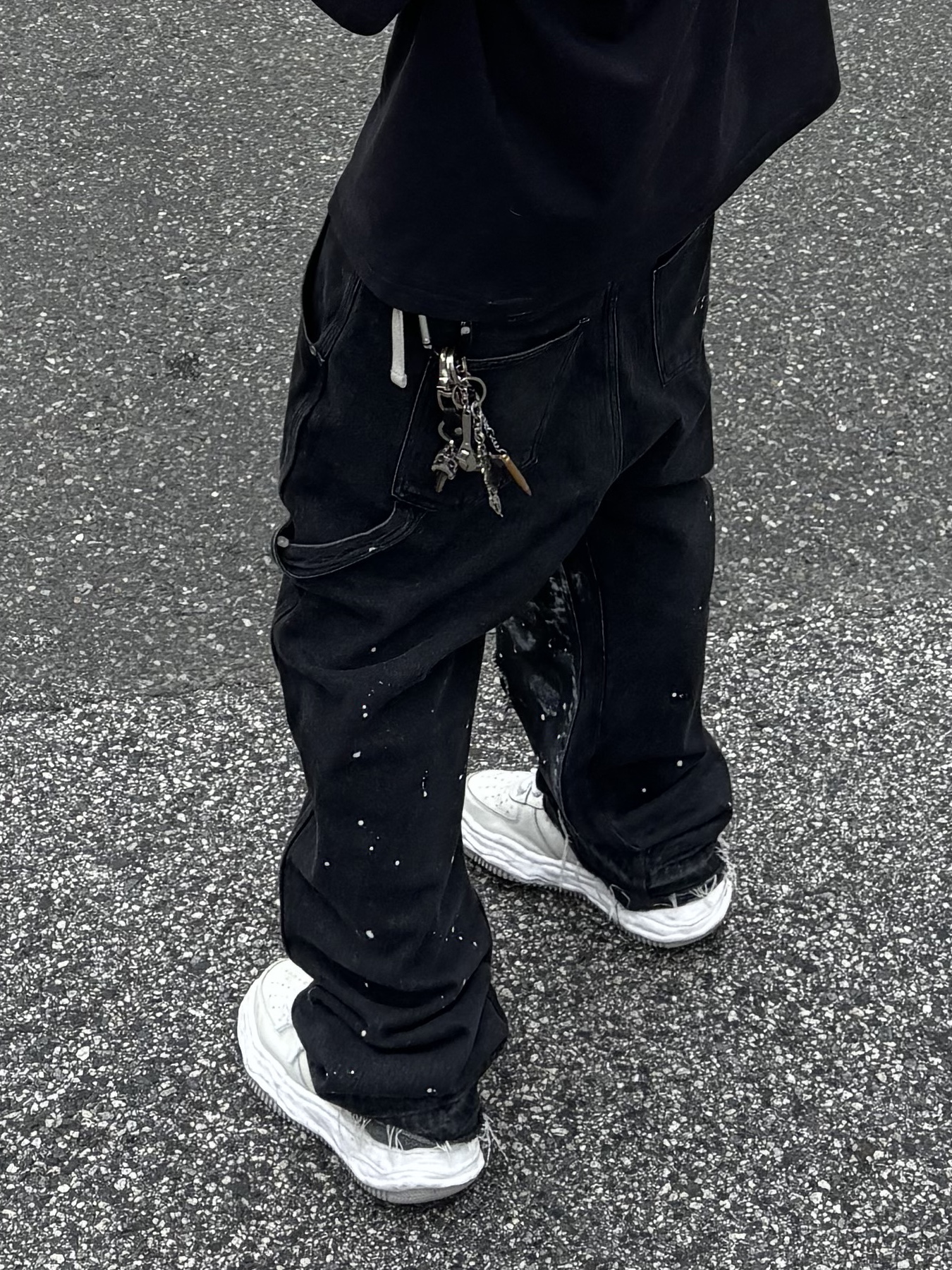 Wapworks Work Double Knee Carpenter Pants, Maison Mihara Yasuhiro Wayne Puffer OG Sole Leather Low-top Sneakers White 착용 스타일 - 3
