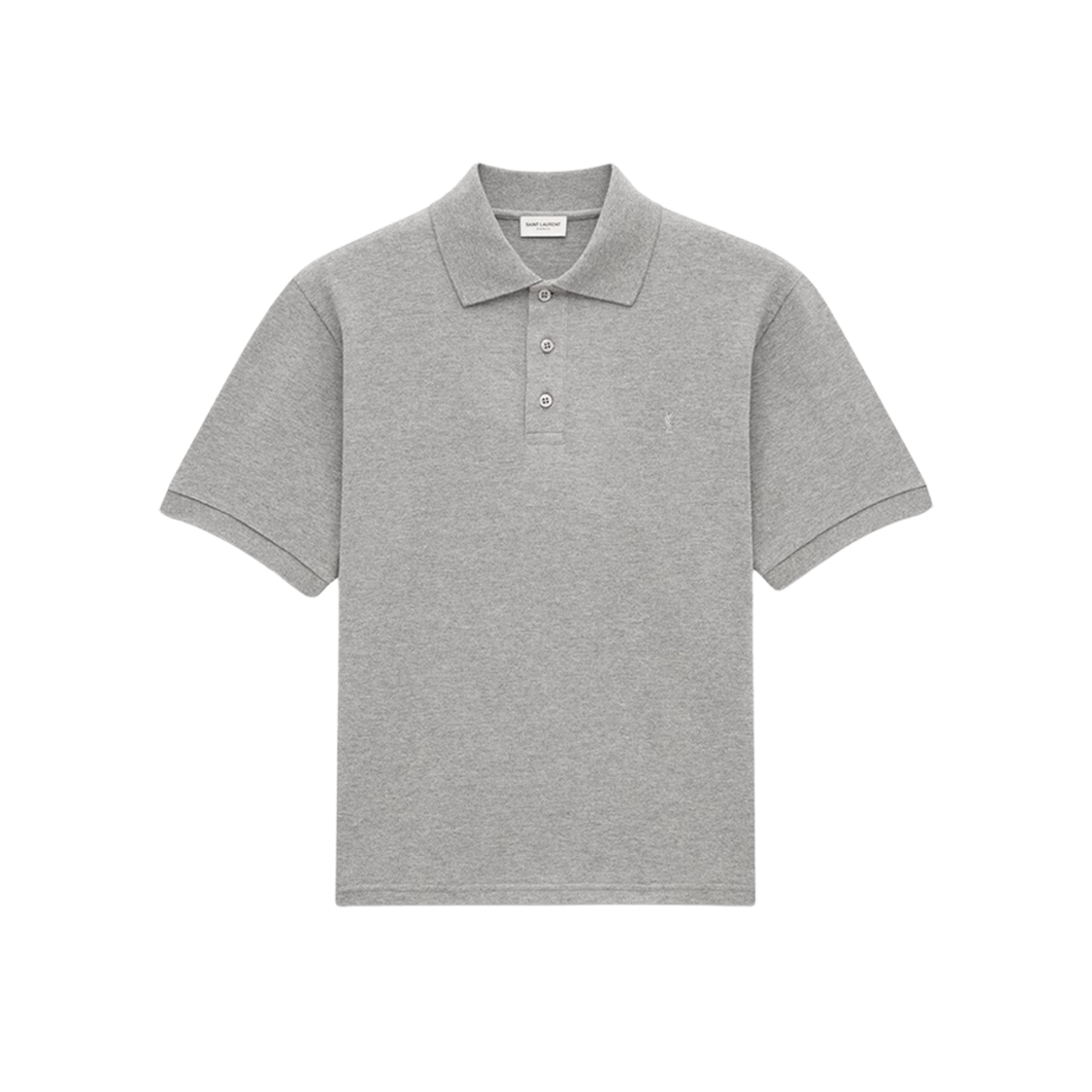 Saint Laurent Cassandre Polo Shirt In Pique Gris Chine 상세 이미지 1