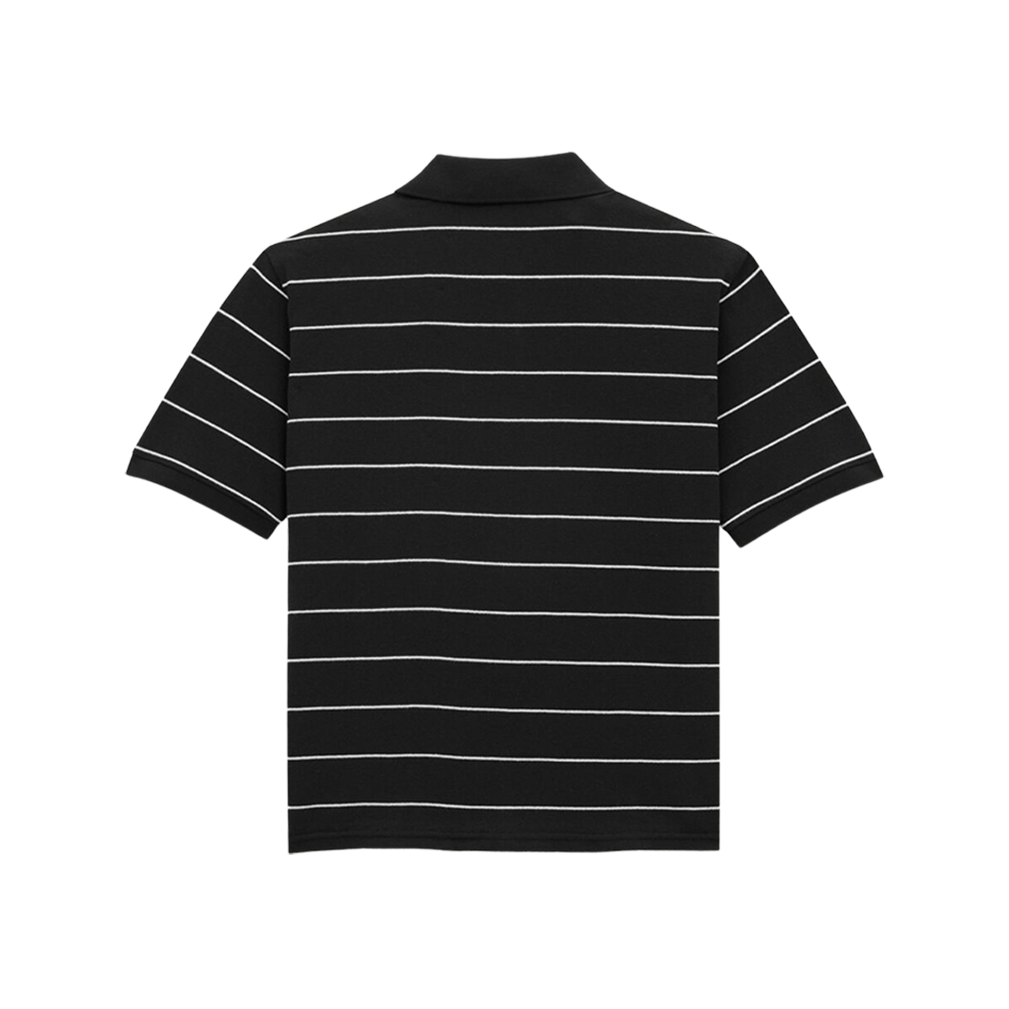 Saint Laurent Cassandre Polo Shirt In Striped Piqué Black Naturel 상세 이미지 2