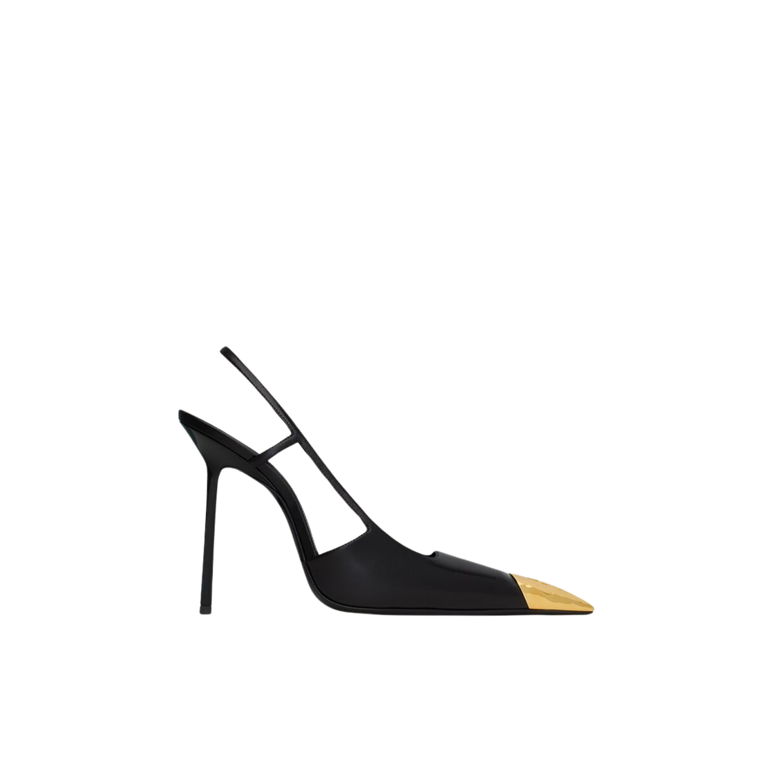 (W) Saint Laurent Jeanne Slingback Pumps In Smooth Leather Black Gold 상세 이미지 1