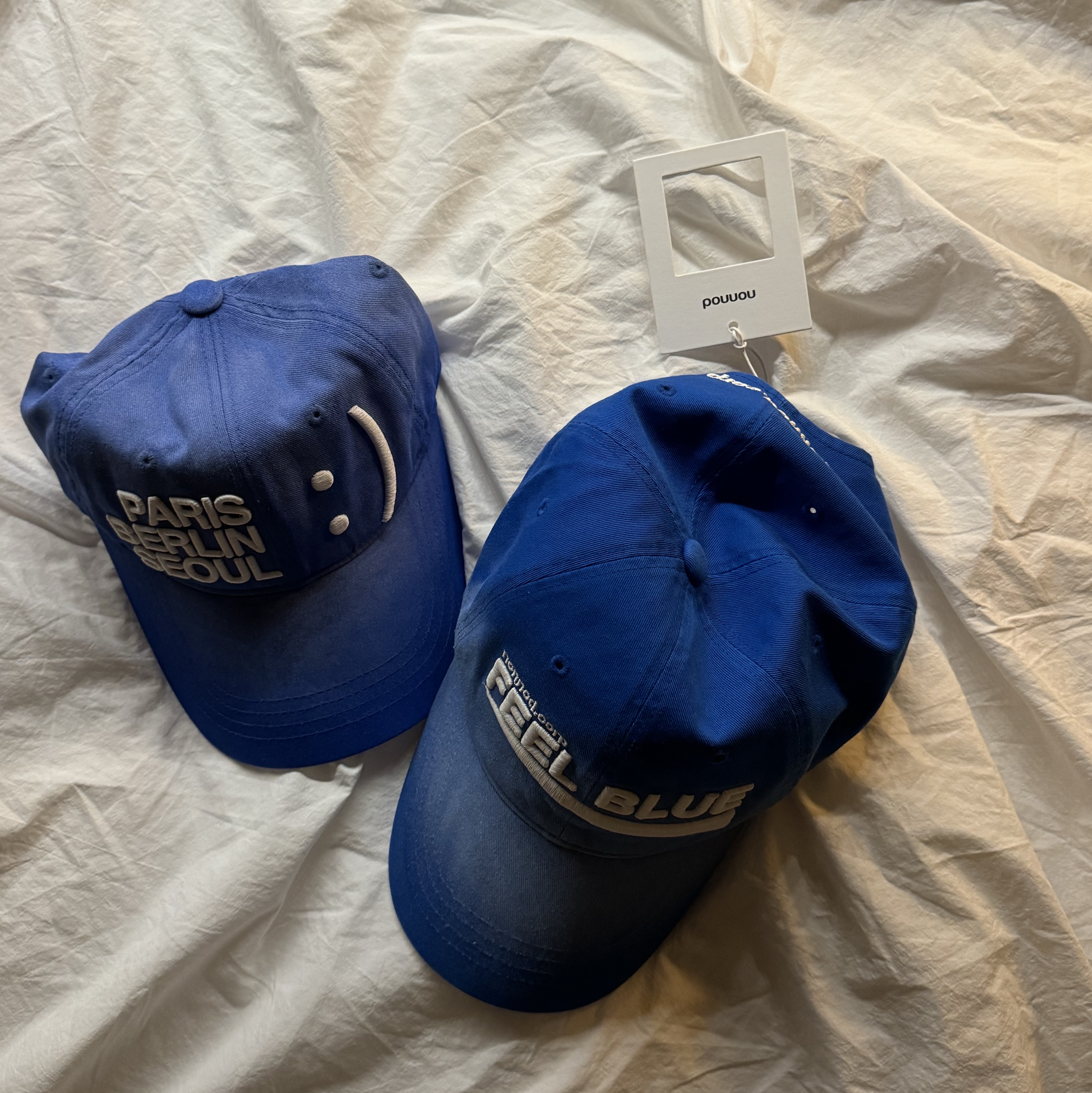Nonnod Vintage Grunge Cap Washed Blue 착용 스타일
