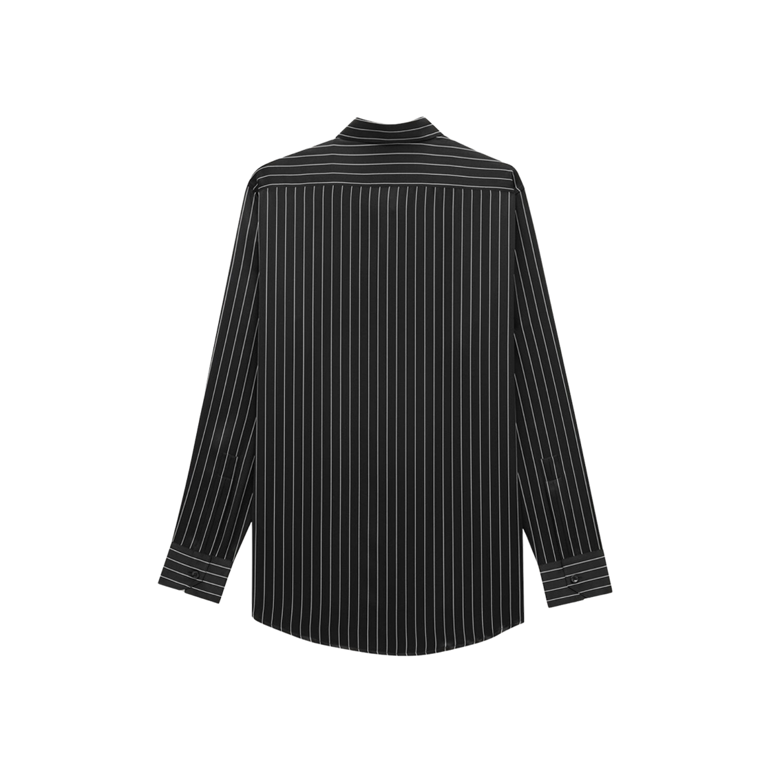 Saint Laurent Shirt In Striped Silk Satin Black Craie 상세 이미지 2