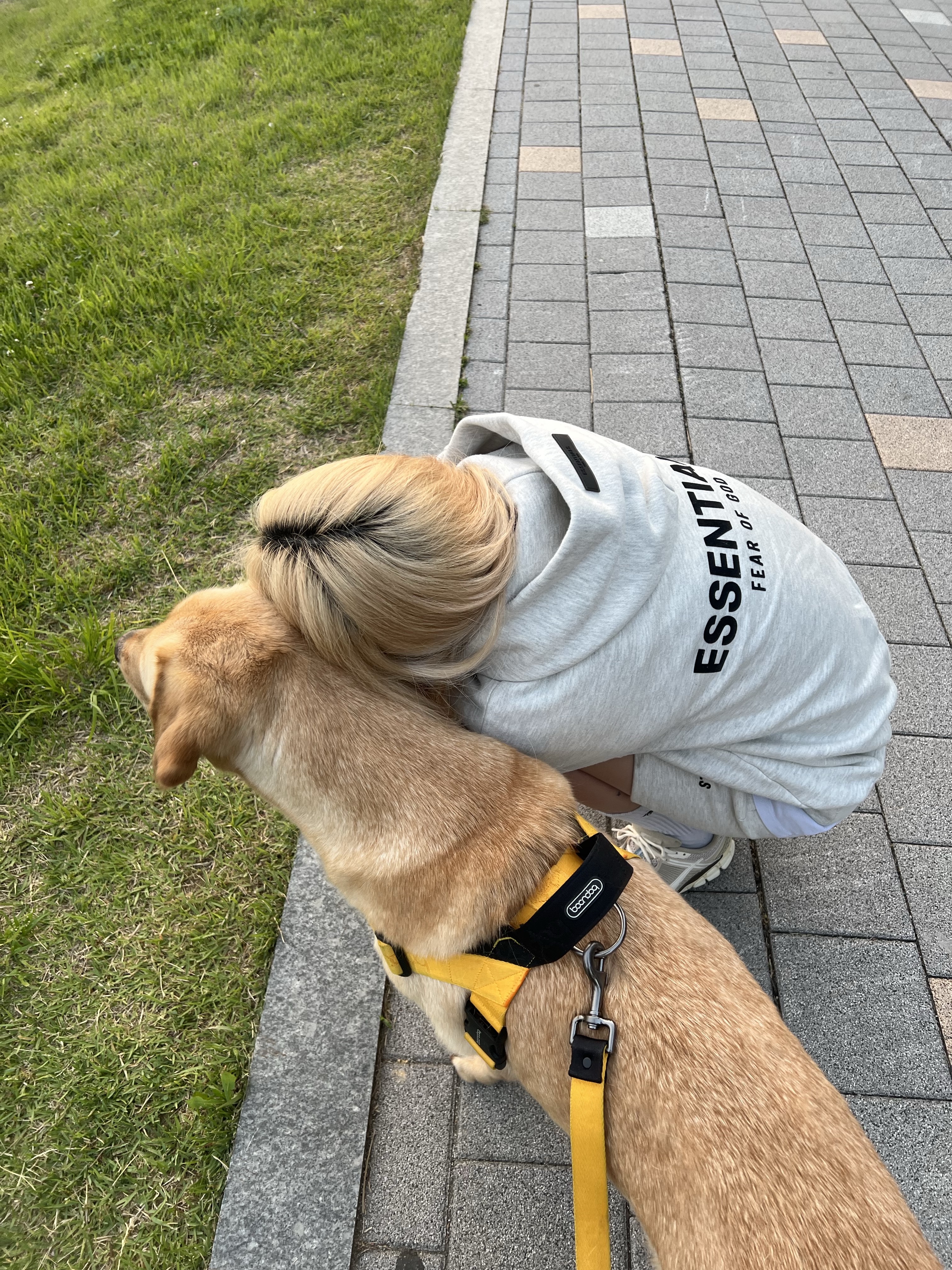 Essentials The Core Collection Hoodie Light Oatmeal, Essentials The Core Collection Sweatshorts Light Oatmeal 착용 스타일