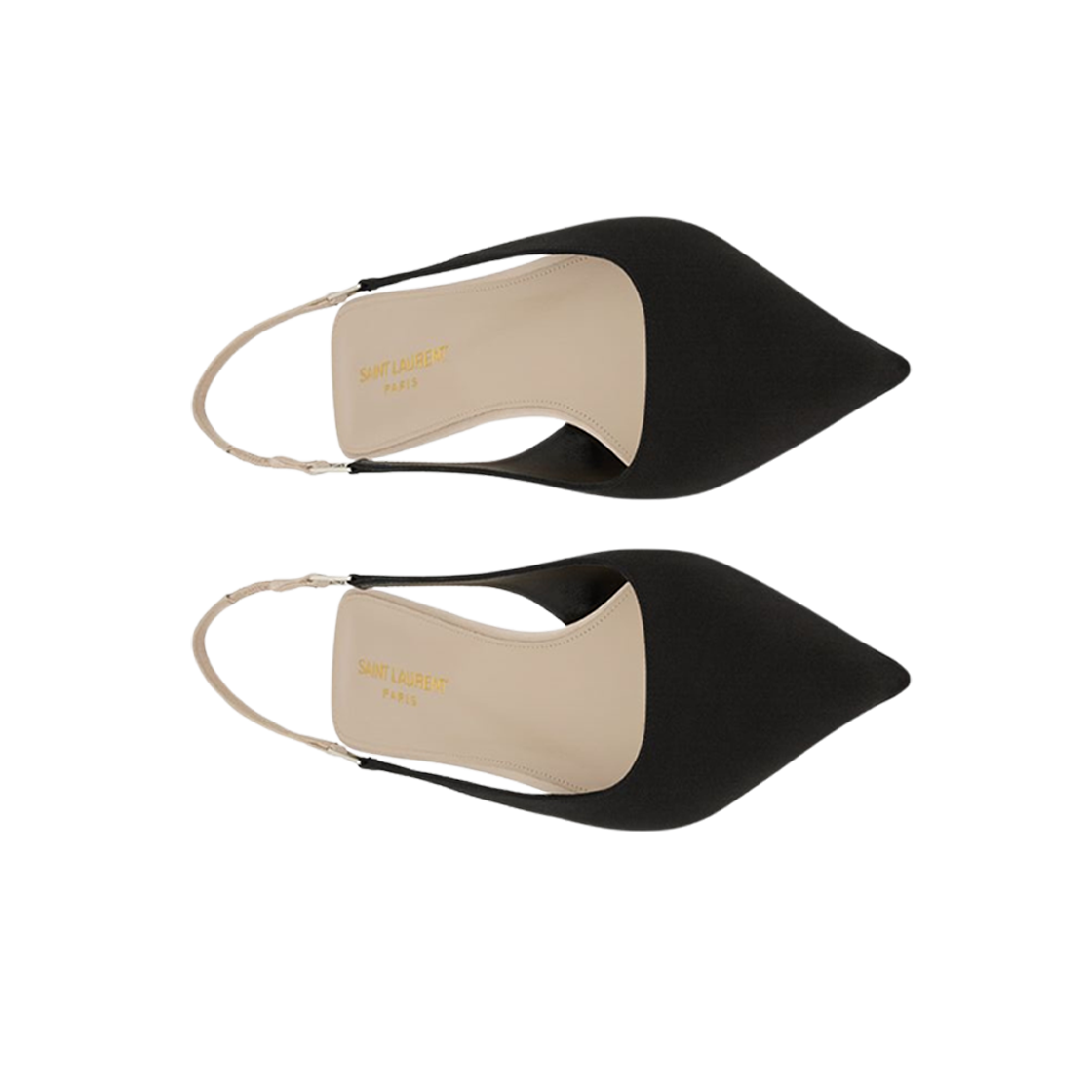 (W) Saint Laurent Cherish Slingback Pumps In Satin Crepe Black Light Nude 상세 이미지 2