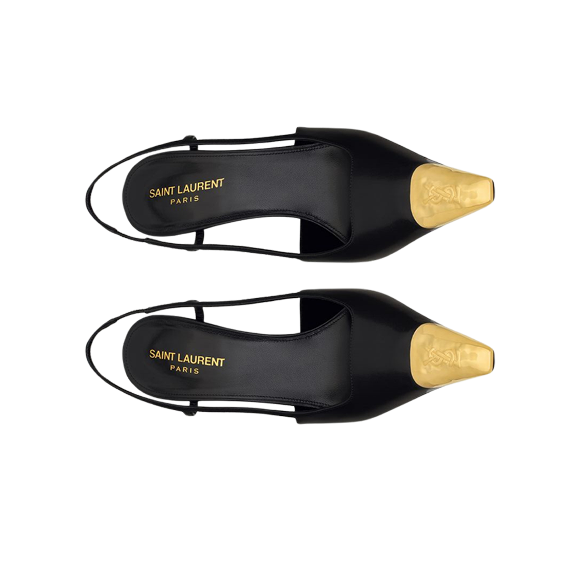 (W) Saint Laurent Jeanne Slingback Pumps In Smooth Leather Black Gold 상세 이미지 2