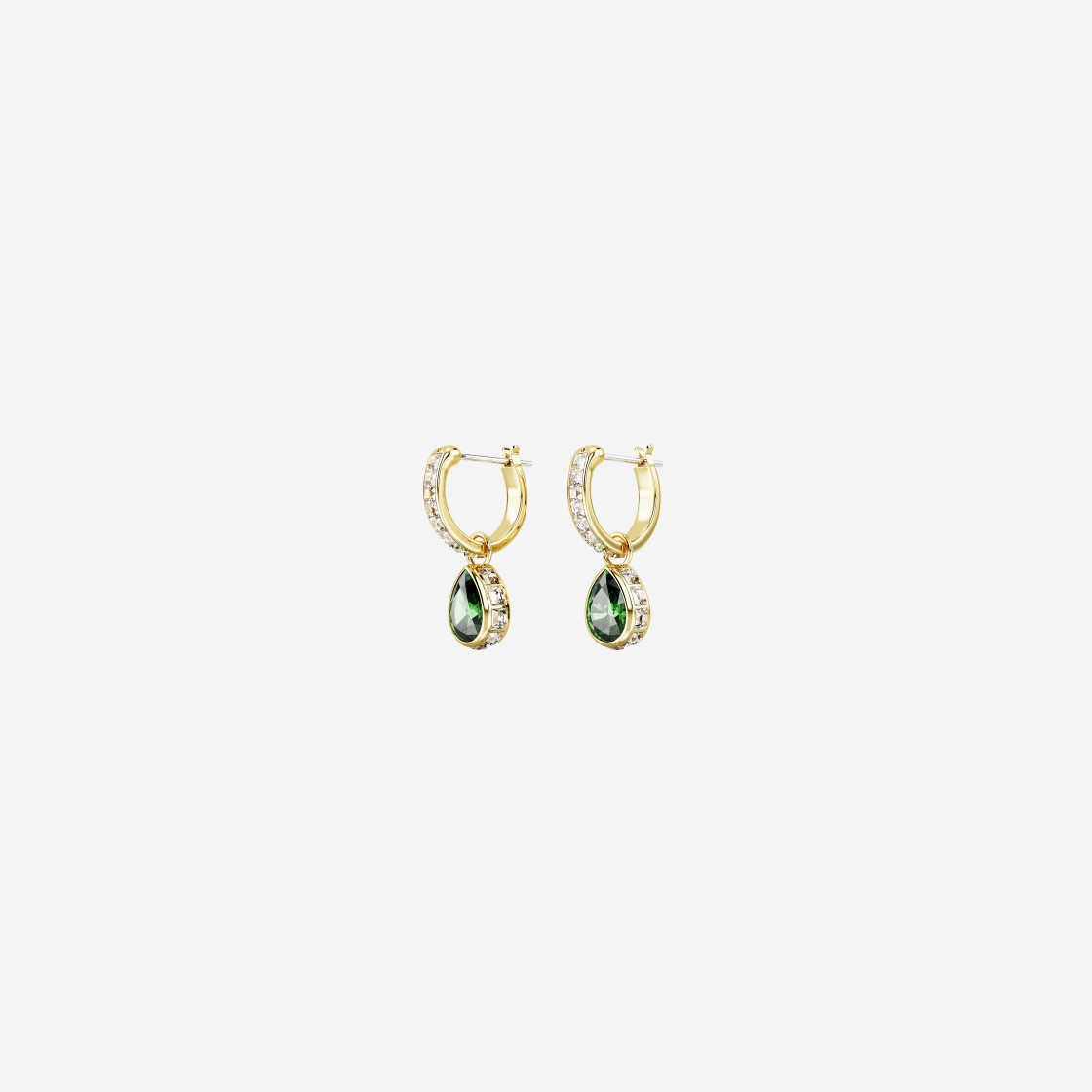 (W) Swarovski Chroma Drop Earrings Pear Cut Green Gold Tone Plated 상세 이미지 2