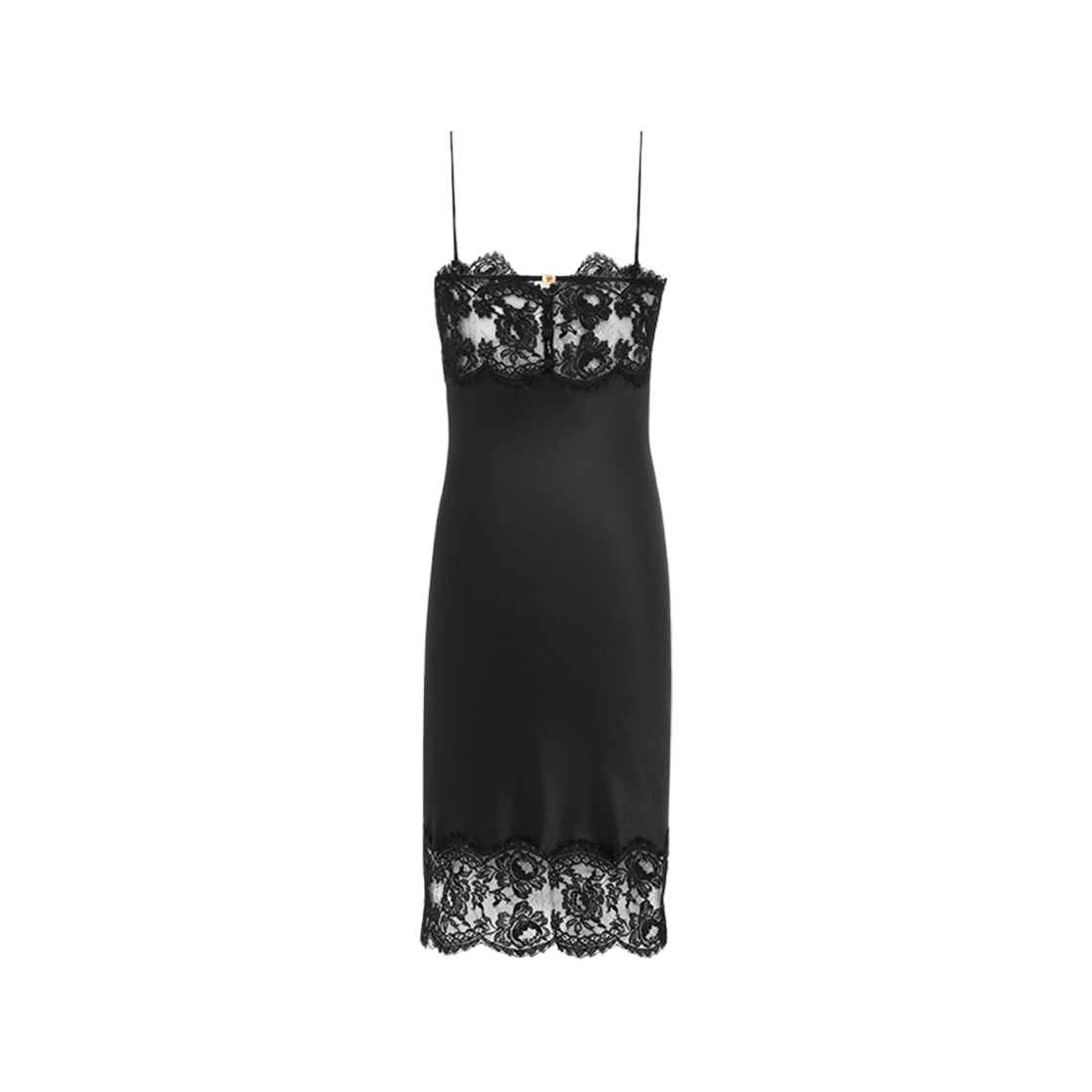 (W) Saint Laurent Slip Dress In Silk Satin And Lace Black 상세 이미지 2