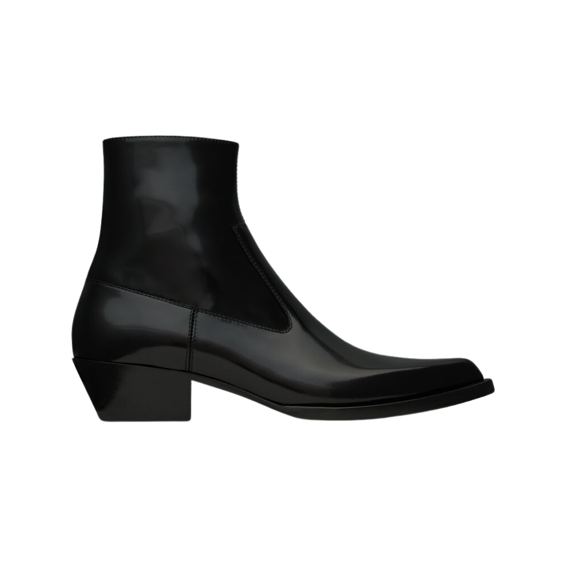 (W) 생로랑 비트 부티 글레이즈드 레더 블랙((W) Saint Laurent Beat Booties In Glazed Leather Black) - 1