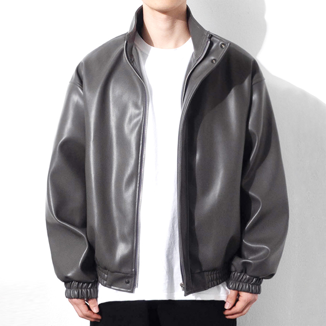 큐티에잇 가먼츠 신세틱 레더 히든 자켓 차콜(QT8 Garments TL Synthetic Leather Hidden Jacket Charcoal) - 3