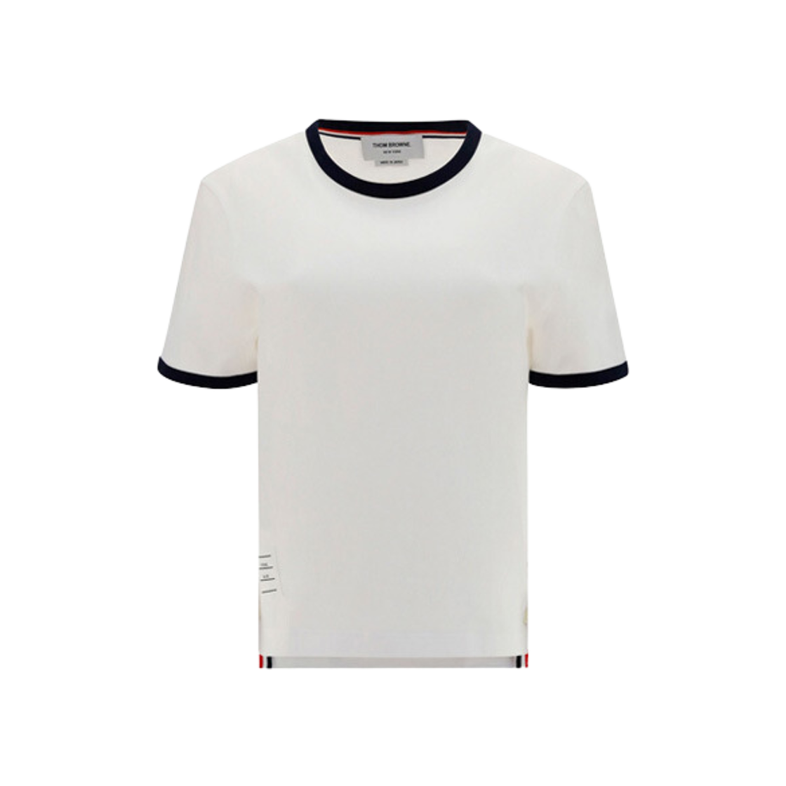 ★人気【THOM BROWNE】Asymmetric Hem Short-Sleeve T-Shirt W) 톰브라운 어시에트릭 헴 숏슬리브 티셔츠 화이트 | Thom