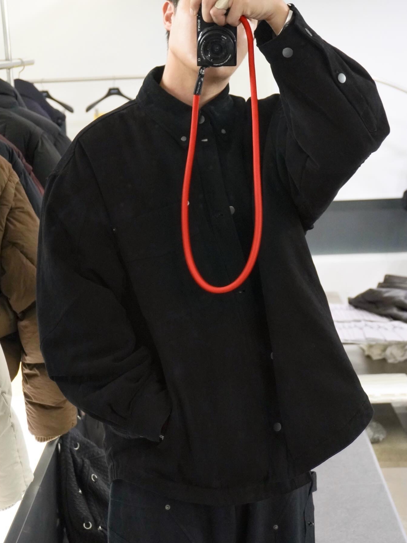 Haleine Padded Work Shirt Jacket Black (VJ316), Haleine Padded Work Shirt Jacket Beige (VJ317) 착용 스타일