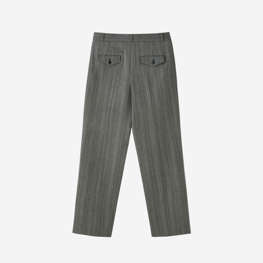 Recto Broken Herringbone Two Tucked Wide Fit Pants Charcoal Grey 상세 이미지 2