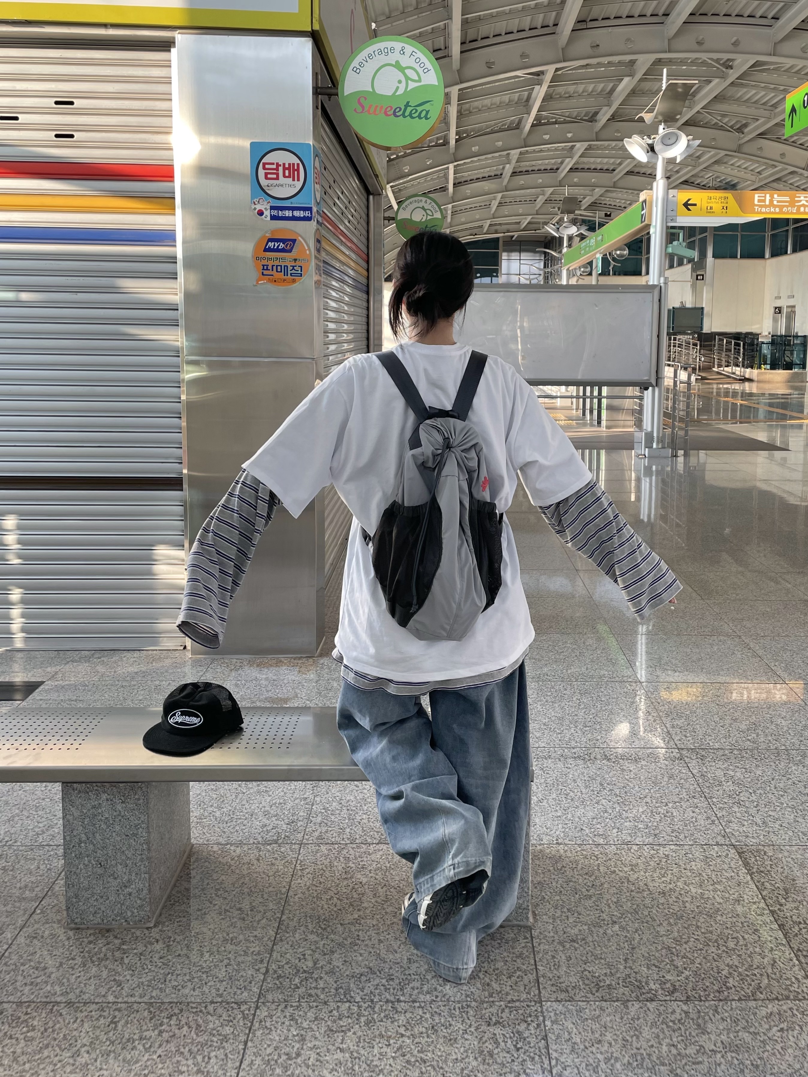 Mizuno MXR Snow White Majolica Blue Silver, Supreme Terry Mesh Back 5-Panel Black - 24SS 착용 스타일 - 3