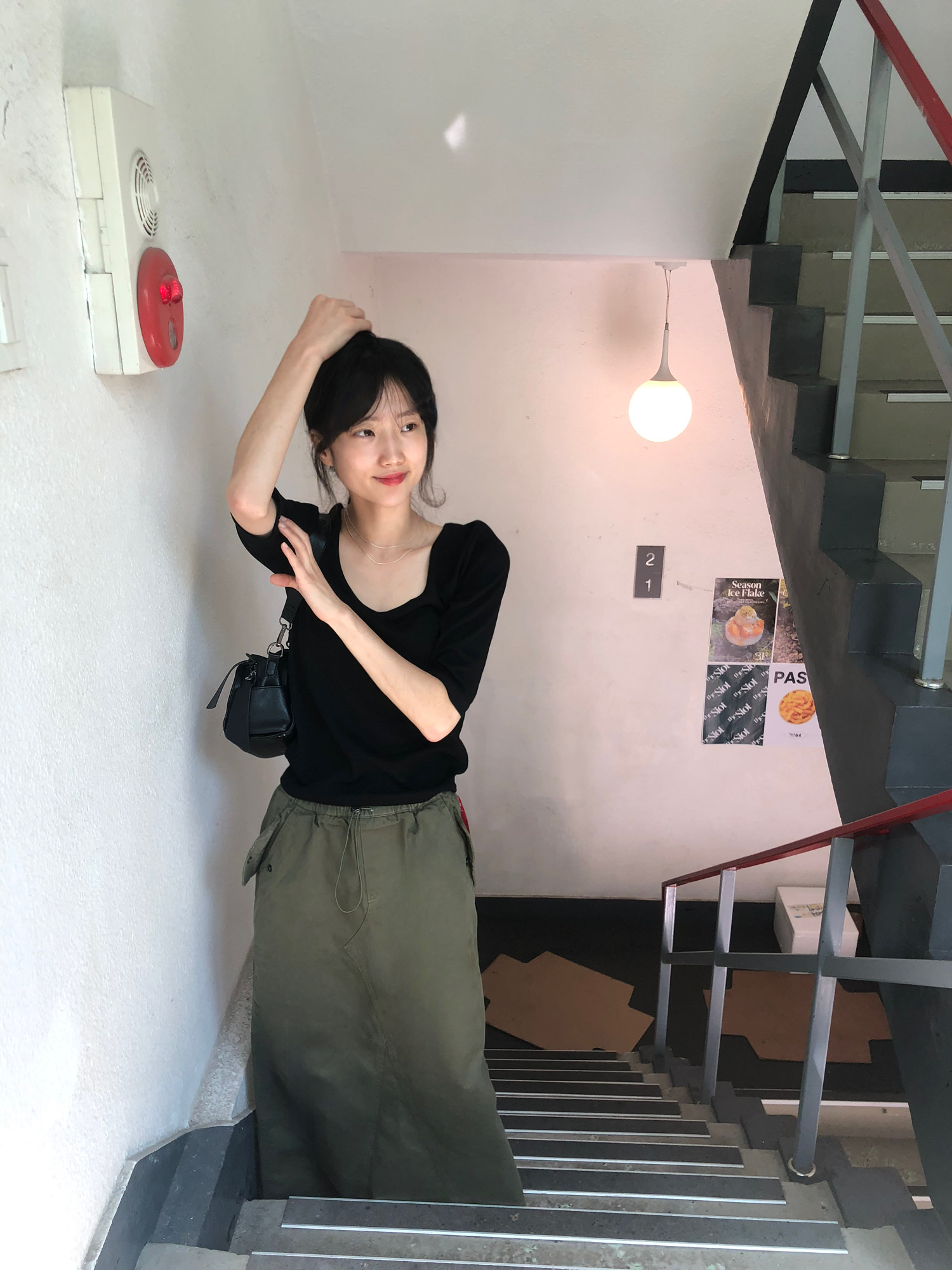 ALPHA INDUSTRIES Drawcord Skirt W Og-107 Green 착용 스타일 - 10