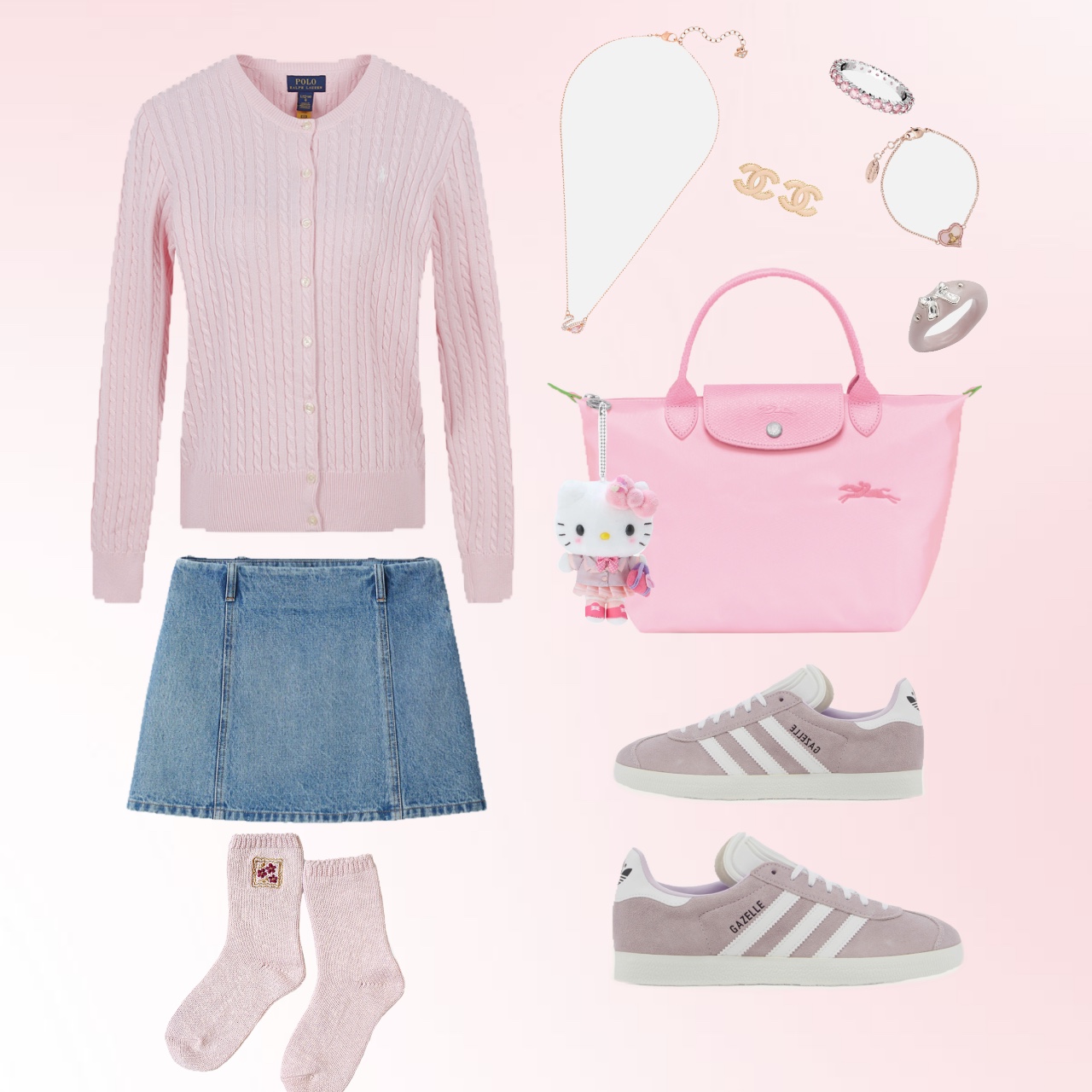 [30% 적립] Polo Ralph Lauren Children Mini Cable Cotton Cardigan Pink, (W) Miu Miu Denim Mini Skirt Sapphire Blue 착용 스타일
