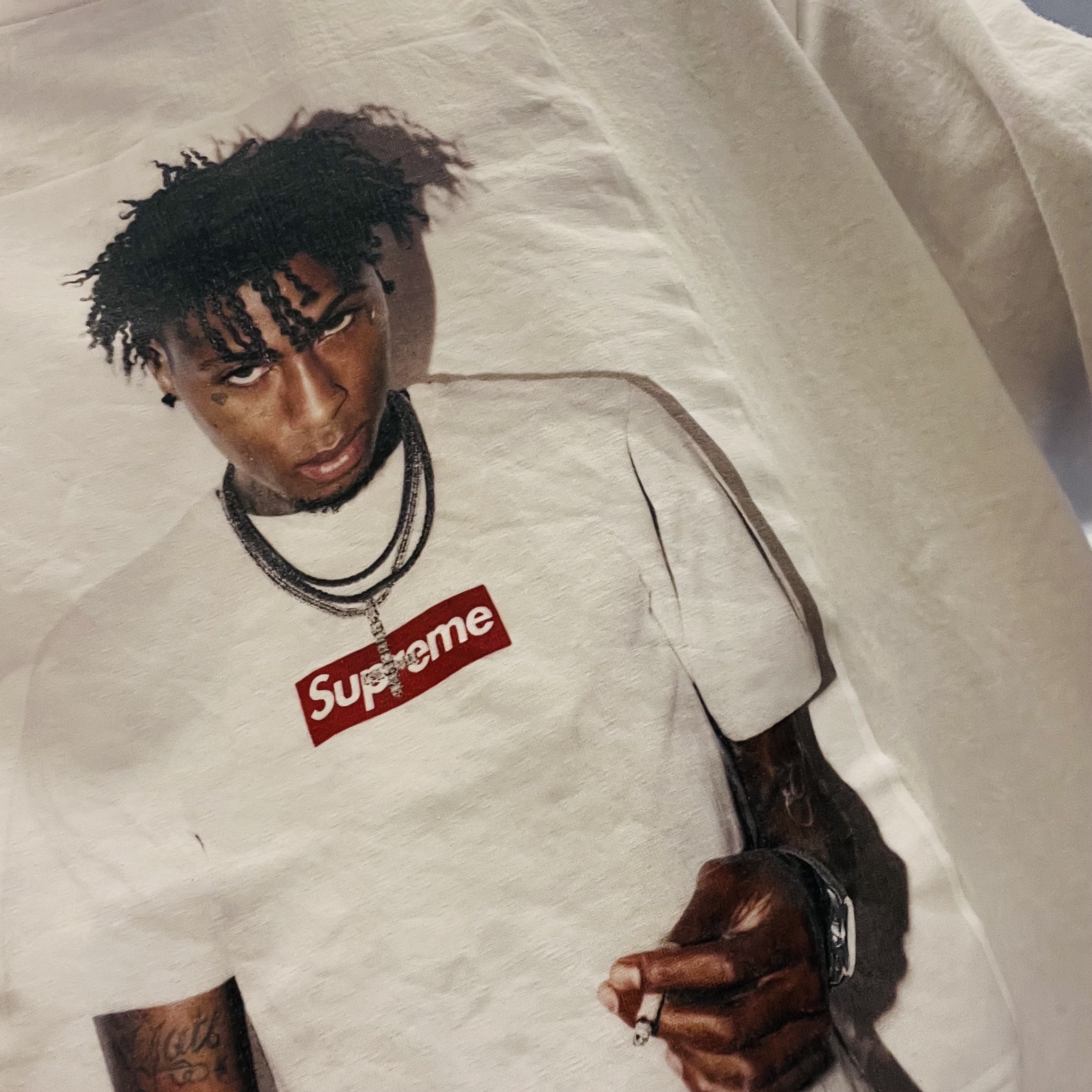 Supreme NBA Youngboy T-Shirt White - 23FW 착용 스타일