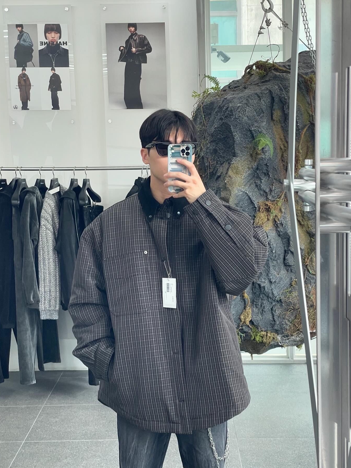 Haleine Padded Work Shirt Jacket Black (VJ316), Haleine Padded Work Shirt Jacket Beige (VJ317) 착용 스타일