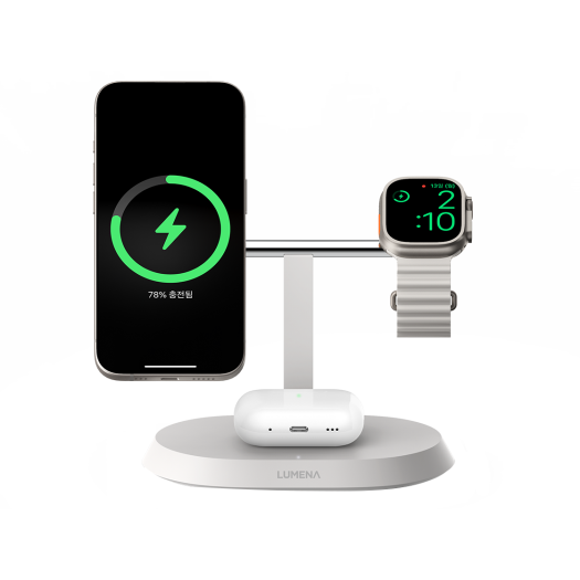 STATION-WH Lumena STATION 3in1 MagSafe 15W Wireless Charger Silky White