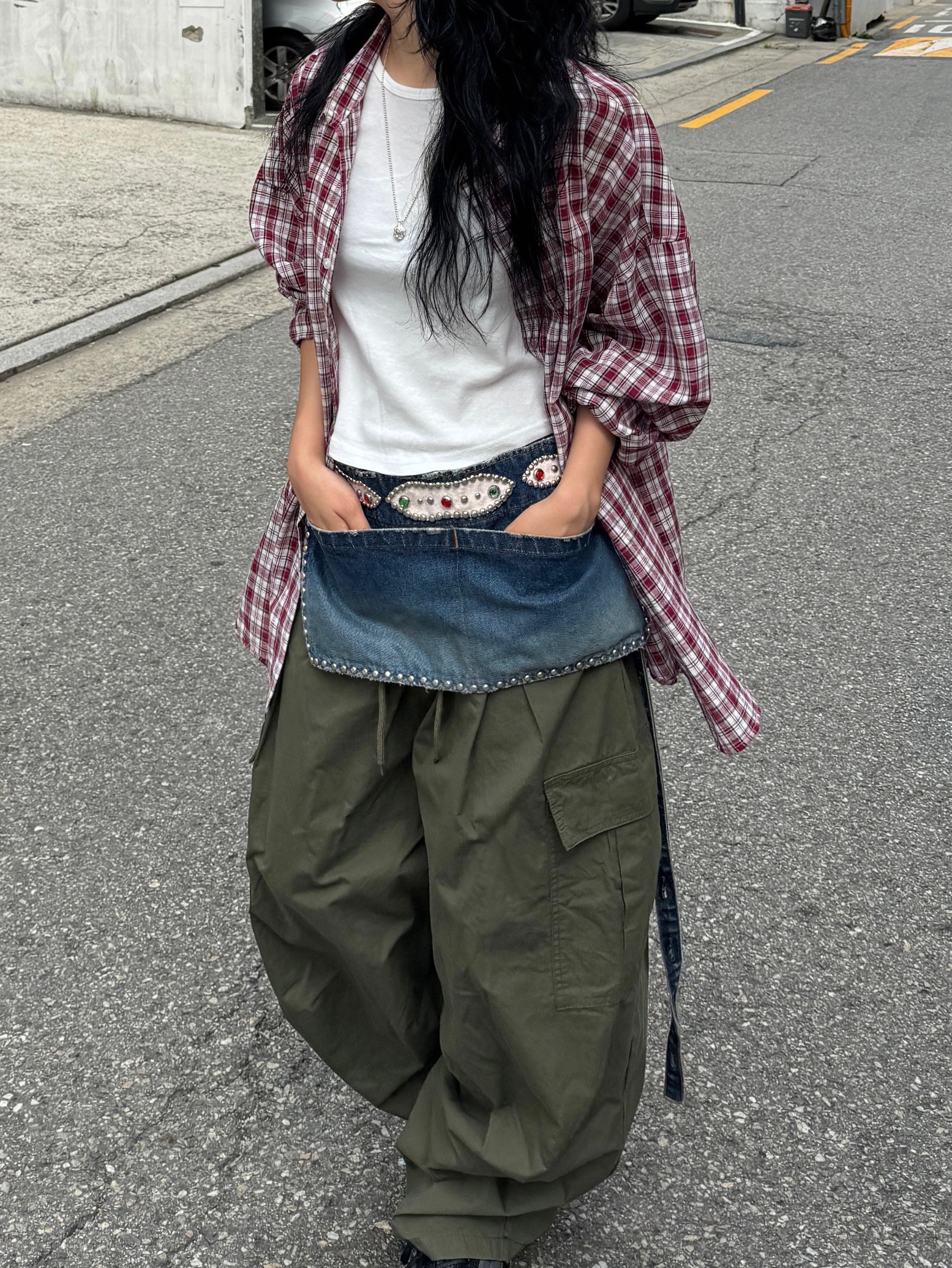 Kapital 13 oz. Denim 2way Gemstone Apron Indigo (Processing) 착용 스타일