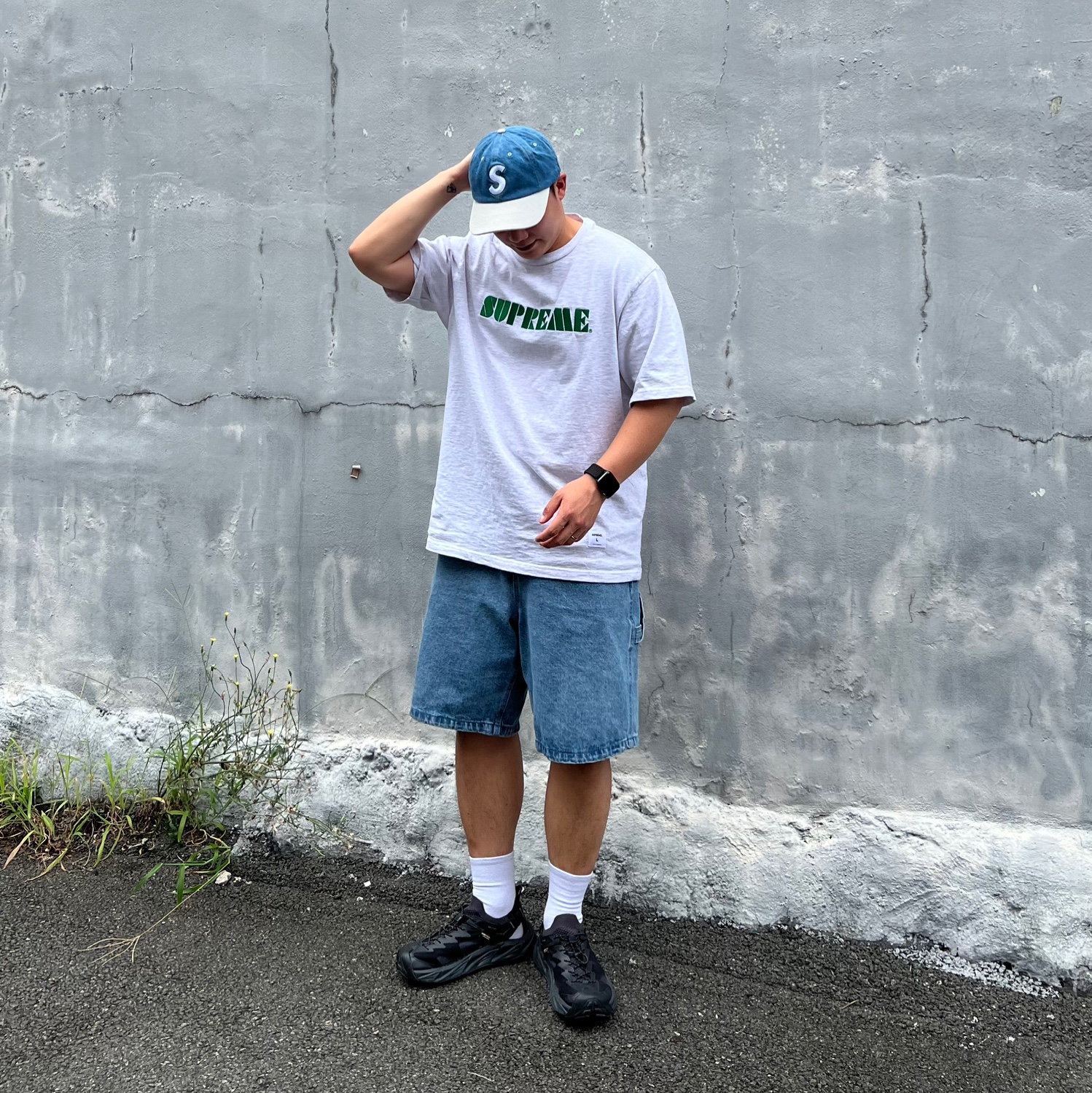 Supreme Stencil Embroidered S/S Top Ash Grey - 24SS, Hoka Hopara 2 Black 착용 스타일 - 1