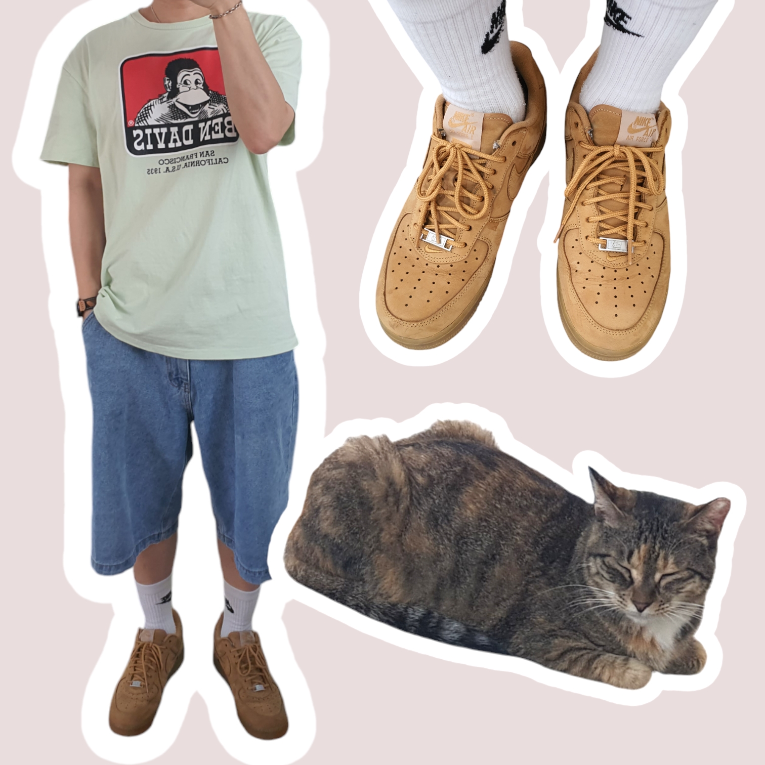 Nike x Supreme Air Force 1 Low Flax 착용 스타일