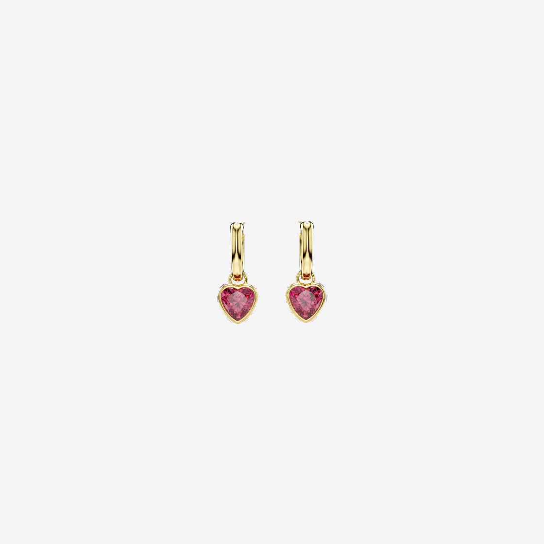 (W) Swarovski Chroma Drop Earrings Heart Red Gold Plated 상세 이미지 1